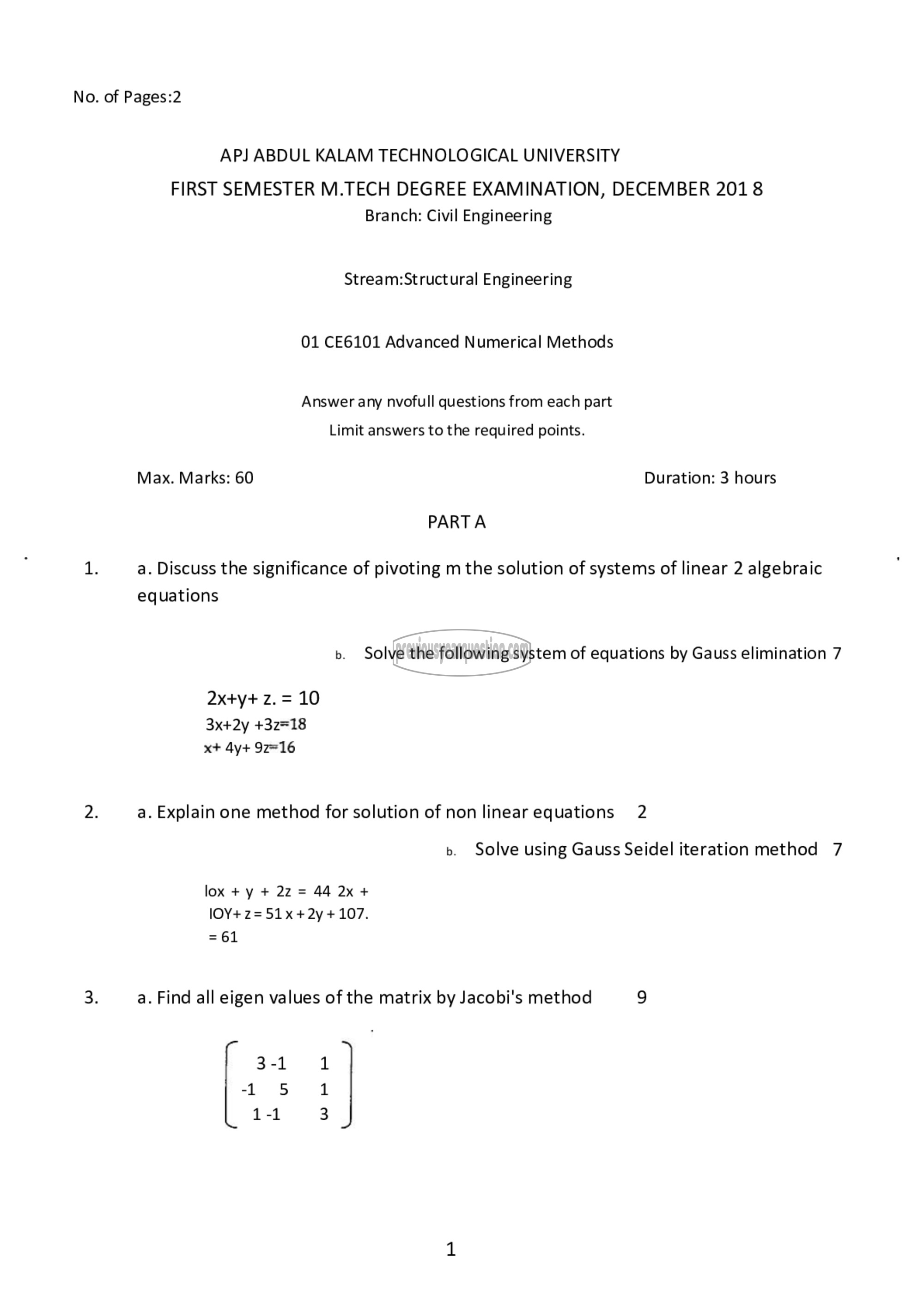 Question Paper - Advanced Numerical Methods-1