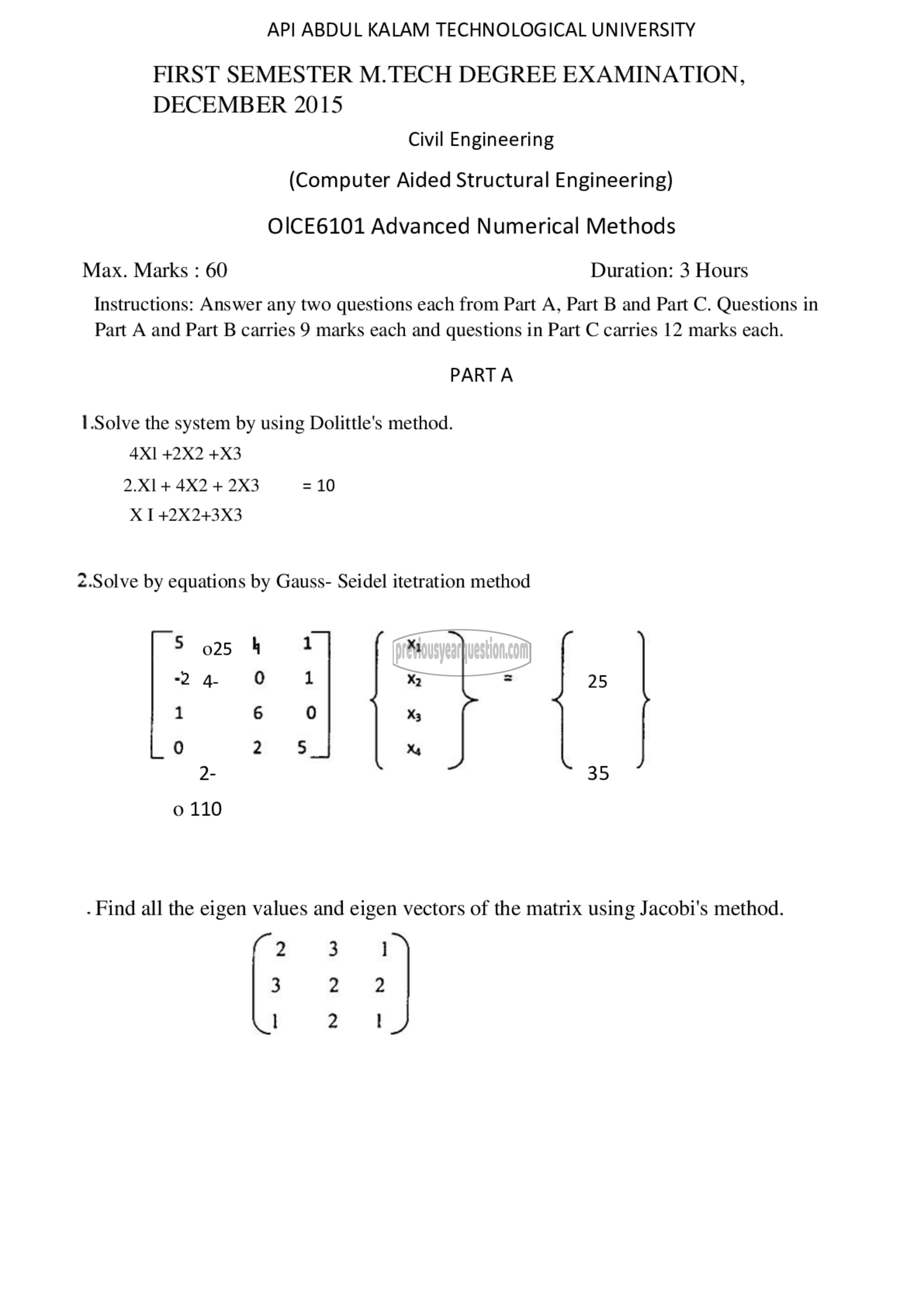 Question Paper - Advanced Numerical Methods-1