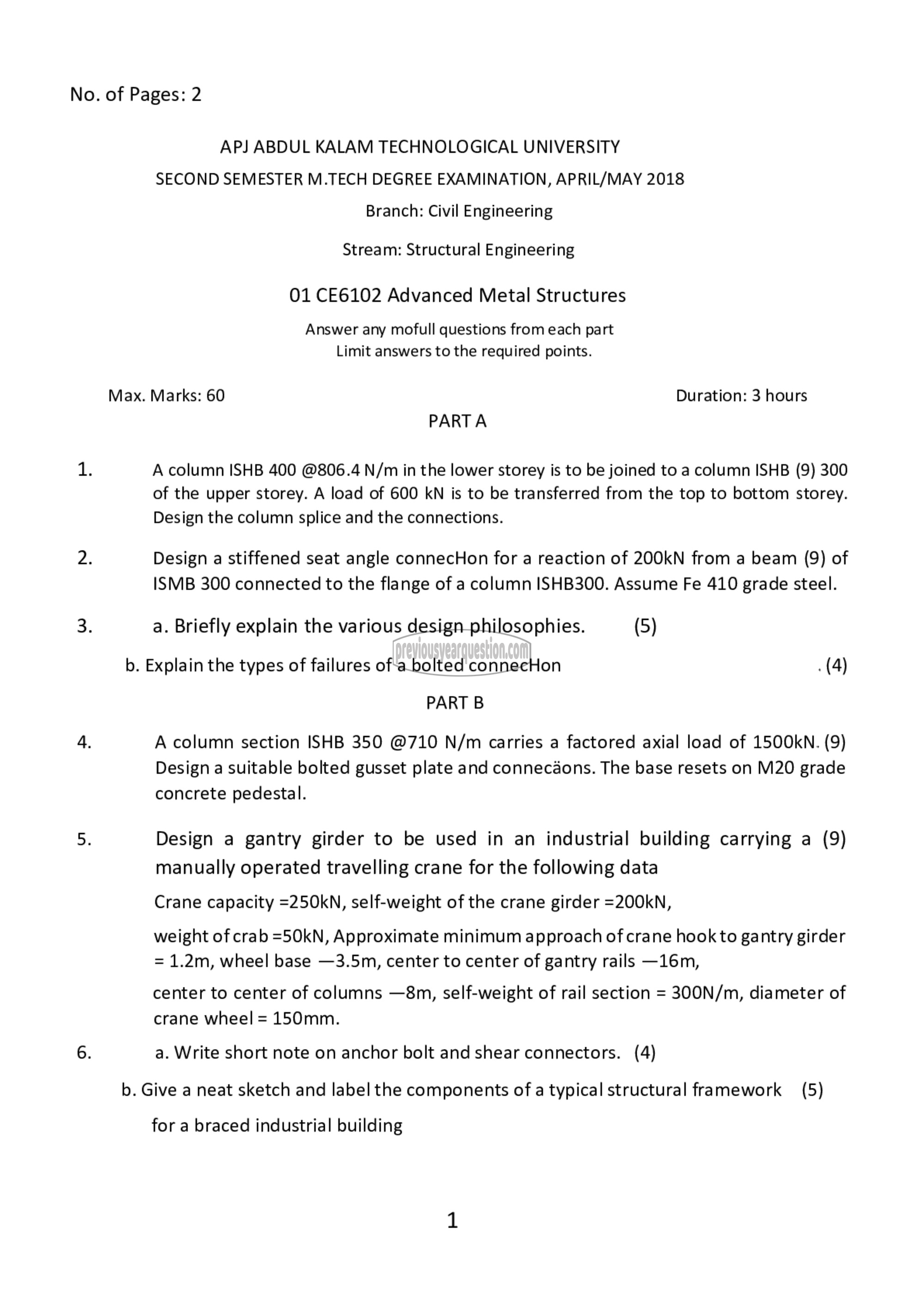 Question Paper - Advanced Metal Structures-1