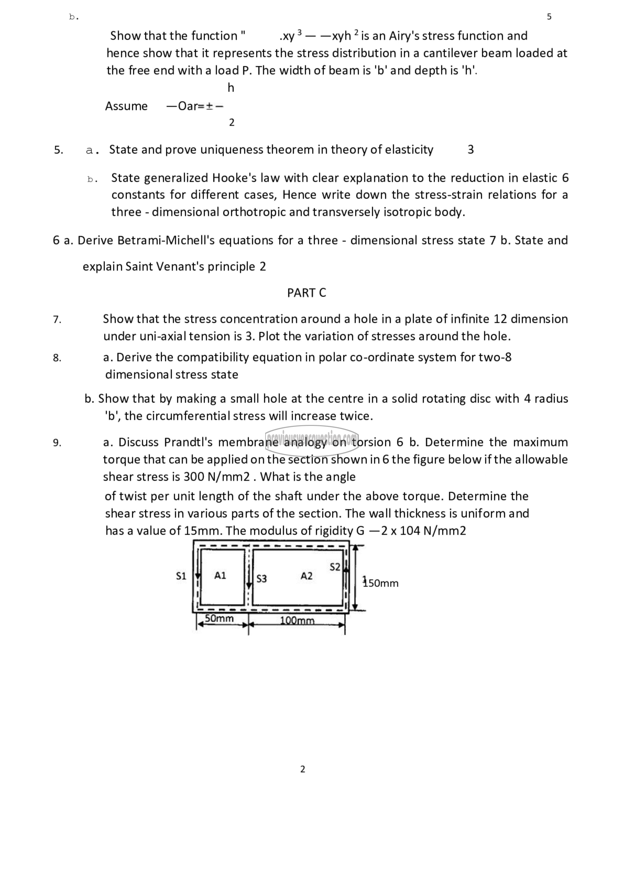 Question Paper - Theory of Elasticity-2