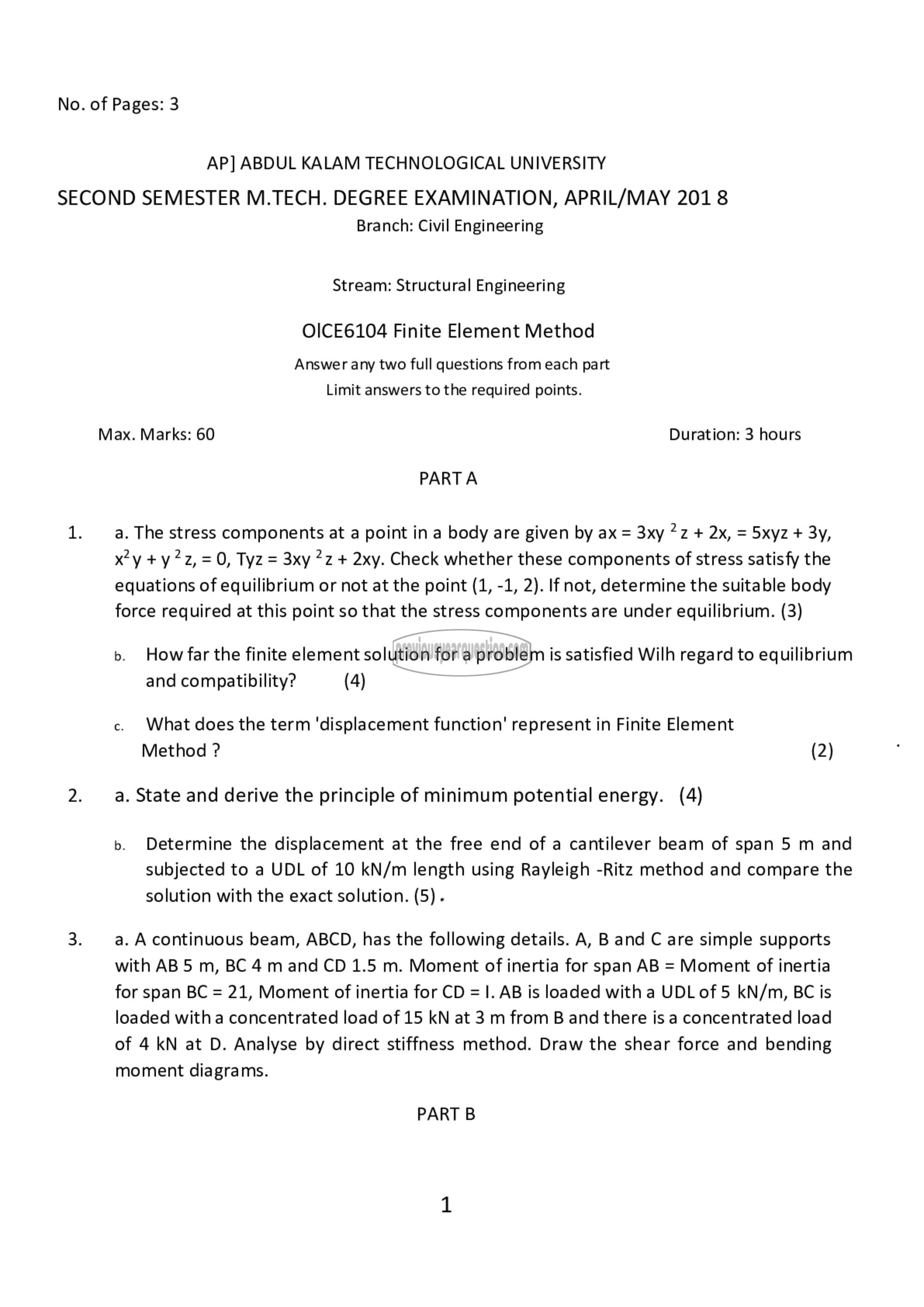 Question Paper - Finite Element Method-1