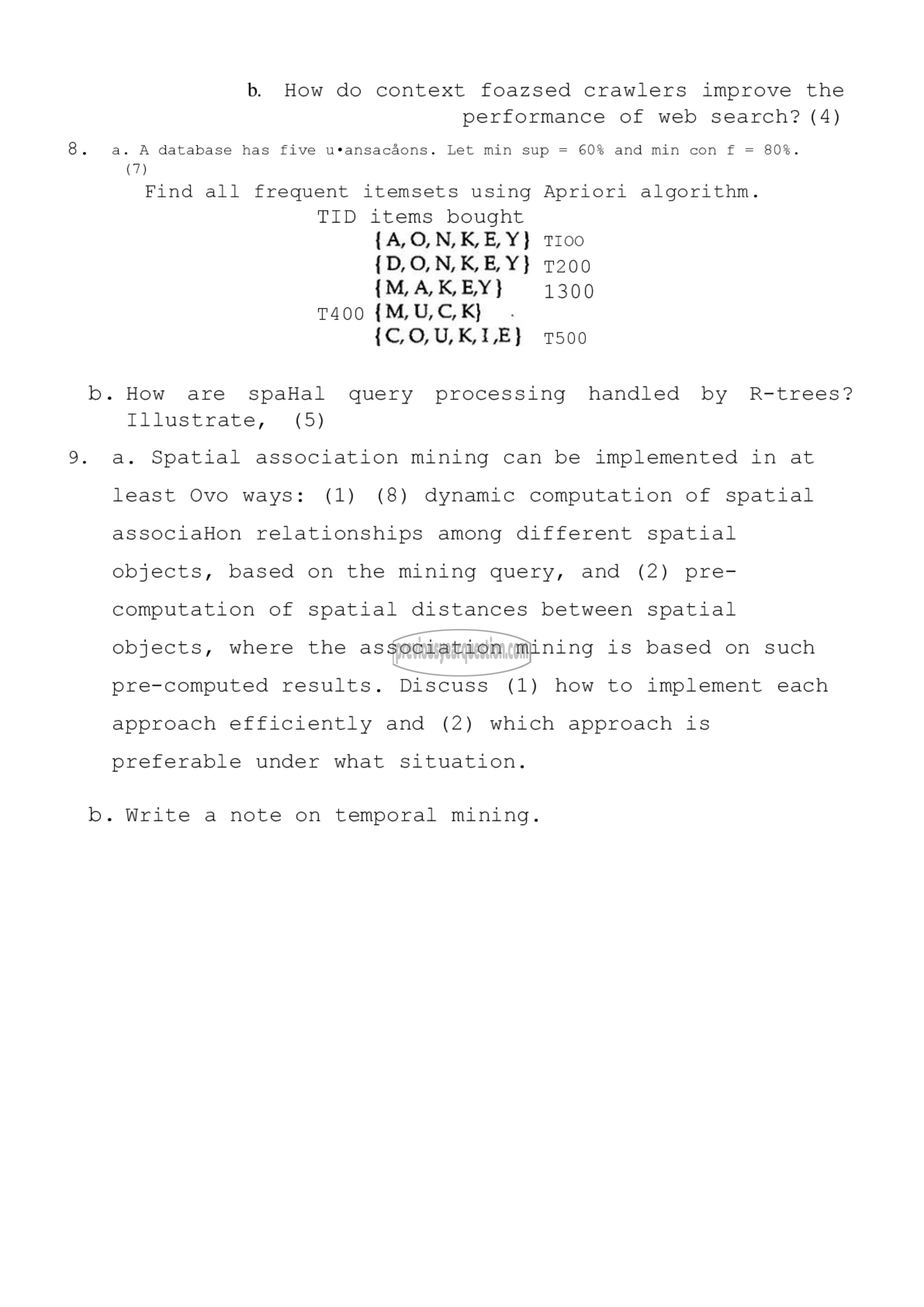 Question Paper - Data Warehousing & Mining-4