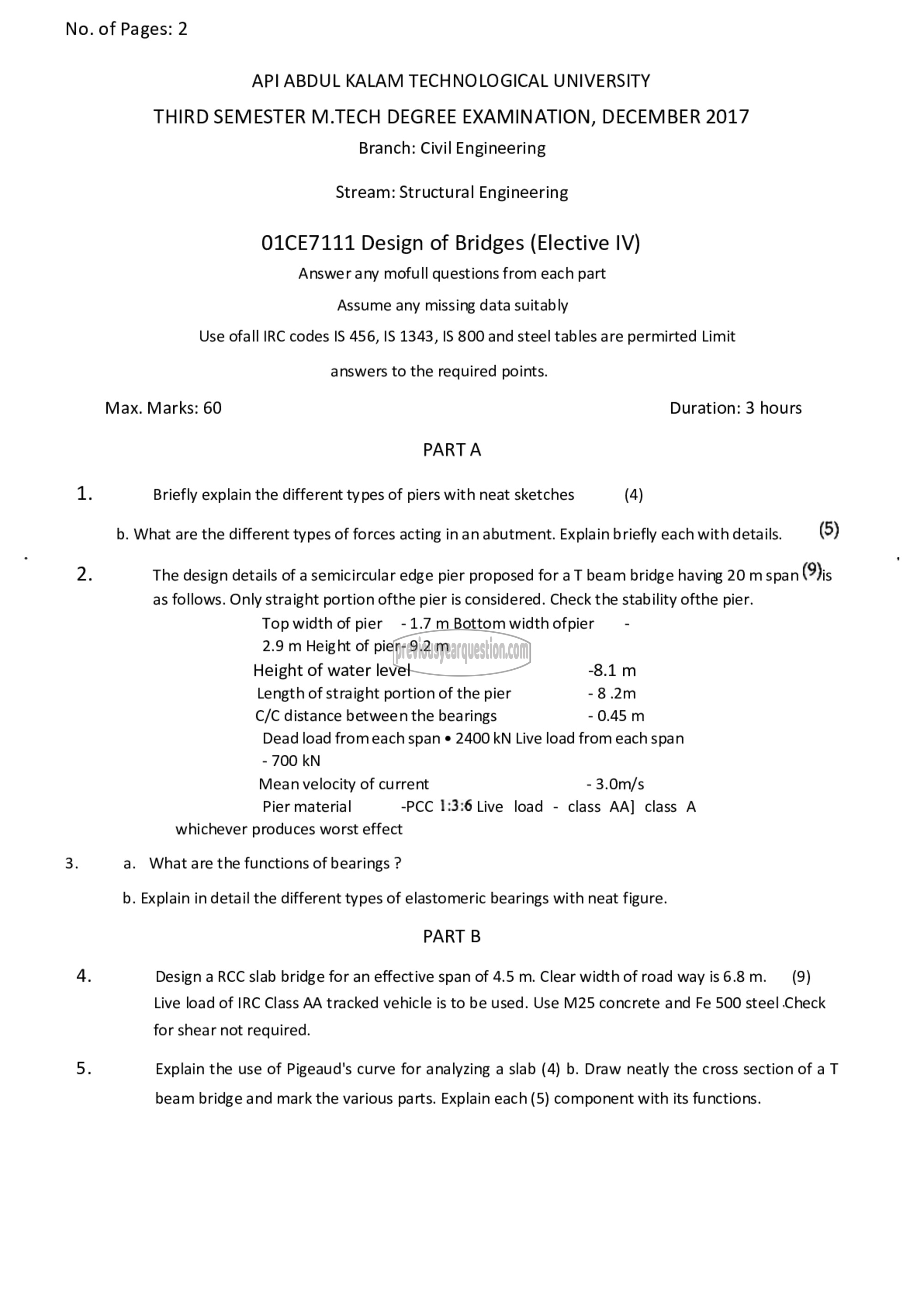 Question Paper - Design of Bridges-1