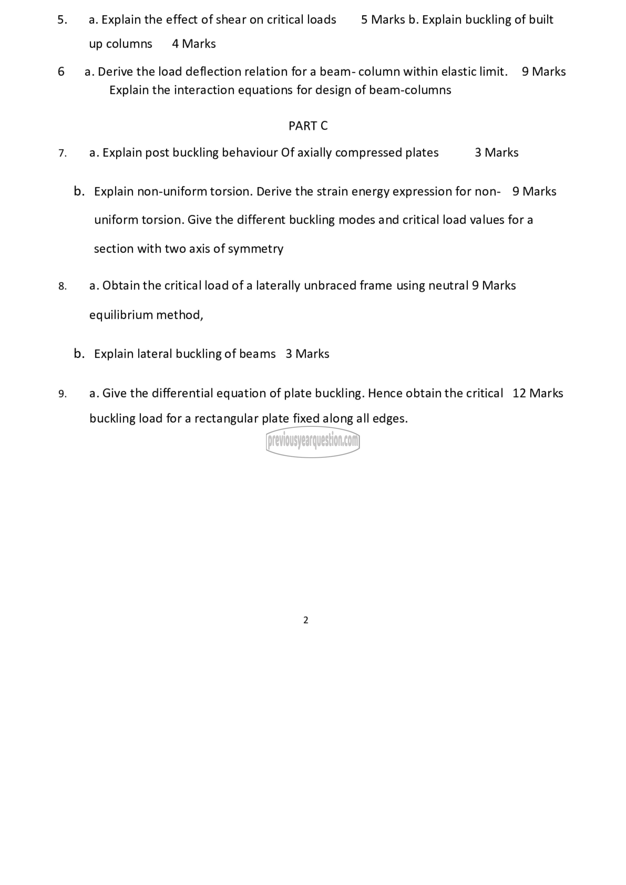 Question Paper - Stability of structures-2