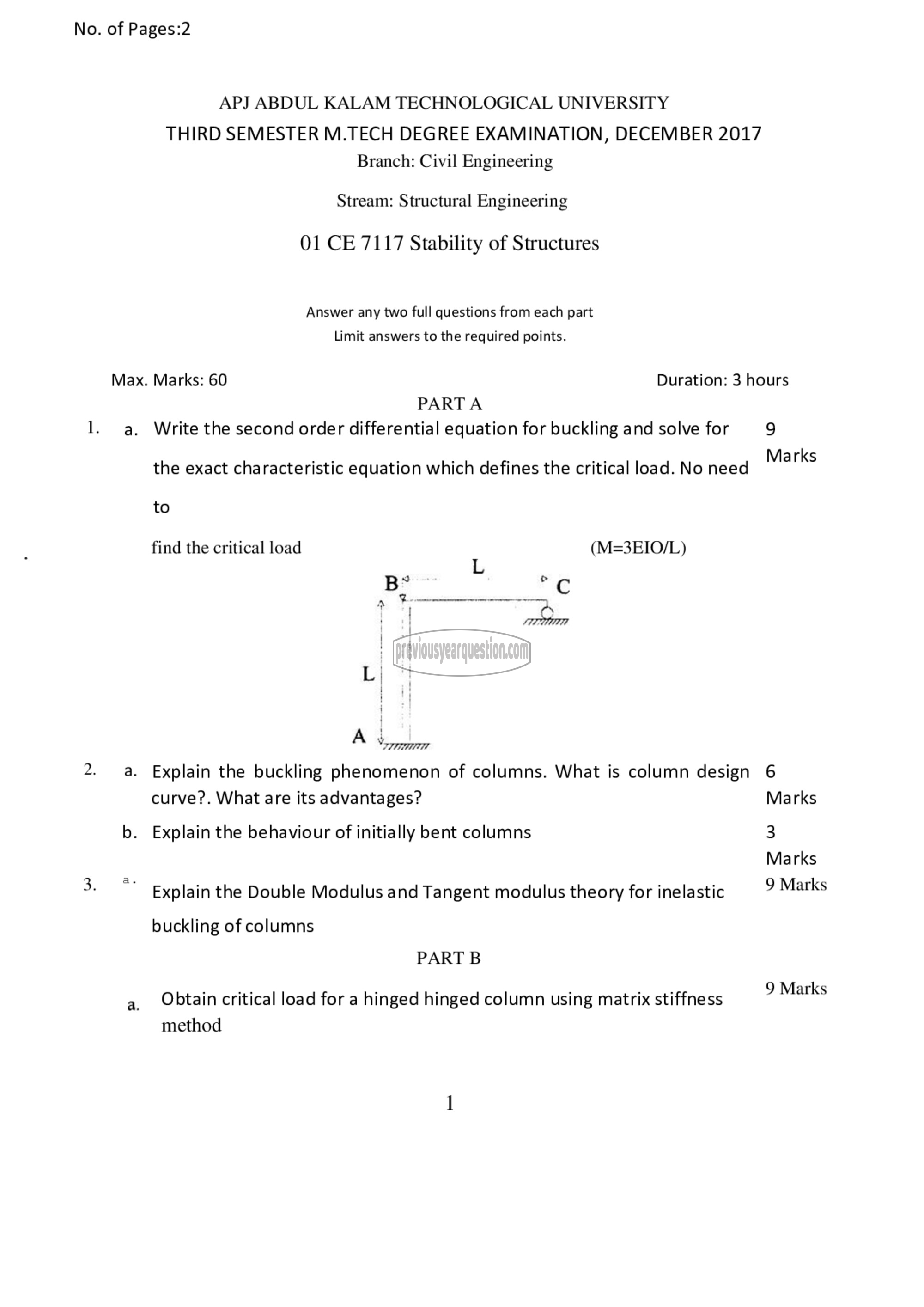 Question Paper - Stability of structures-1