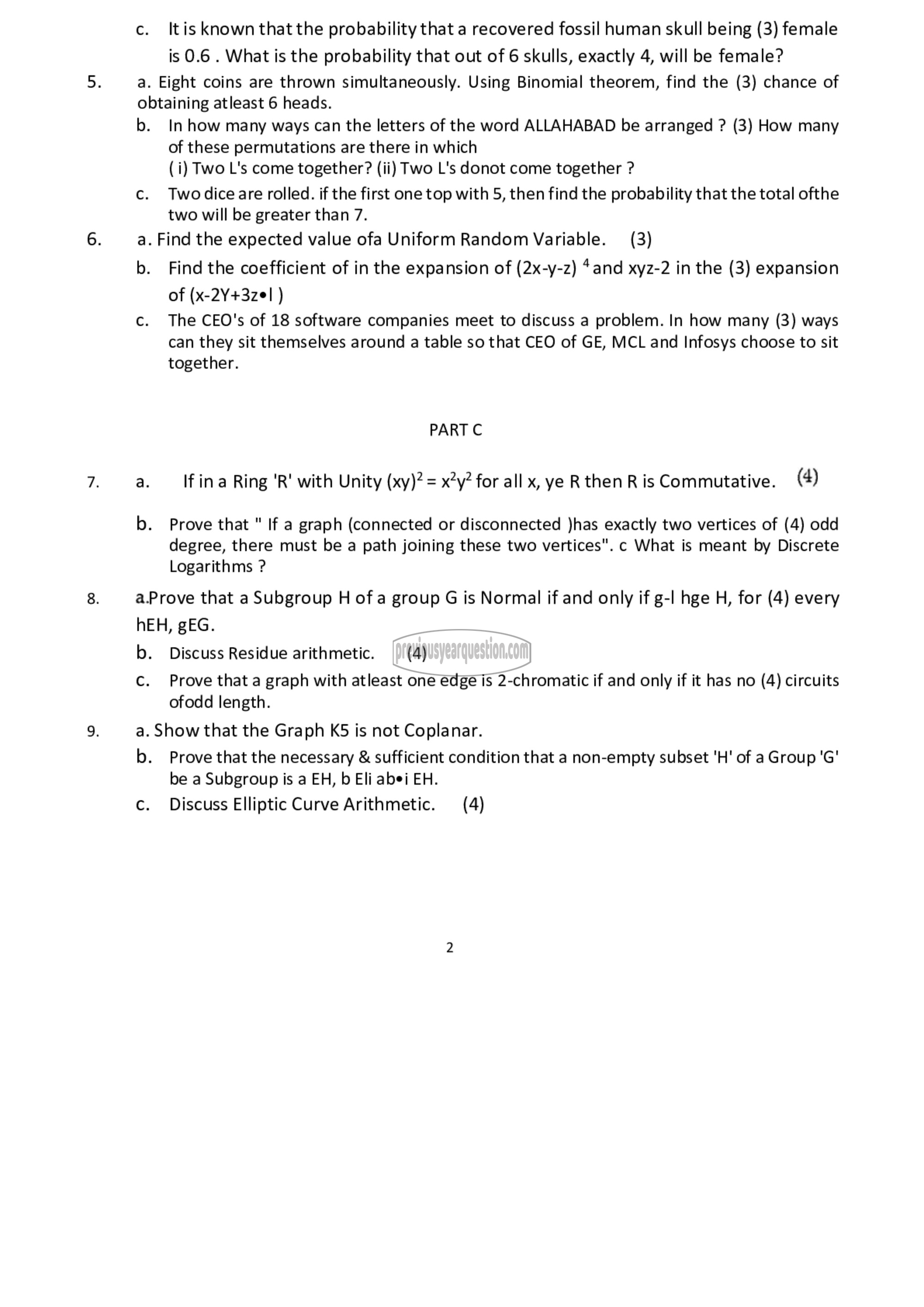 Question Paper - Mathematical Foundations of Computing Systems-2