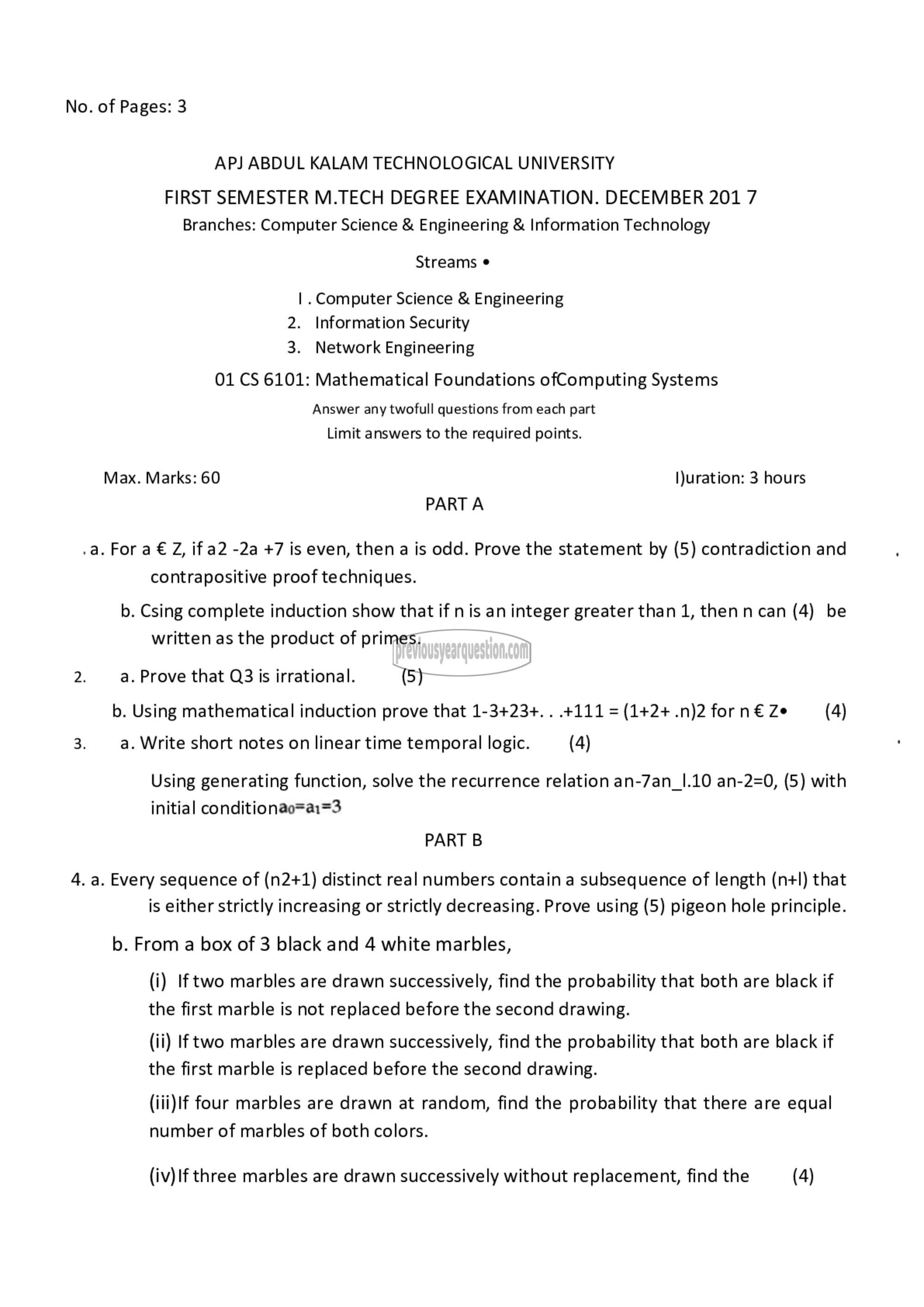 Question Paper - Mathematical Foundations of Computing Systems-1