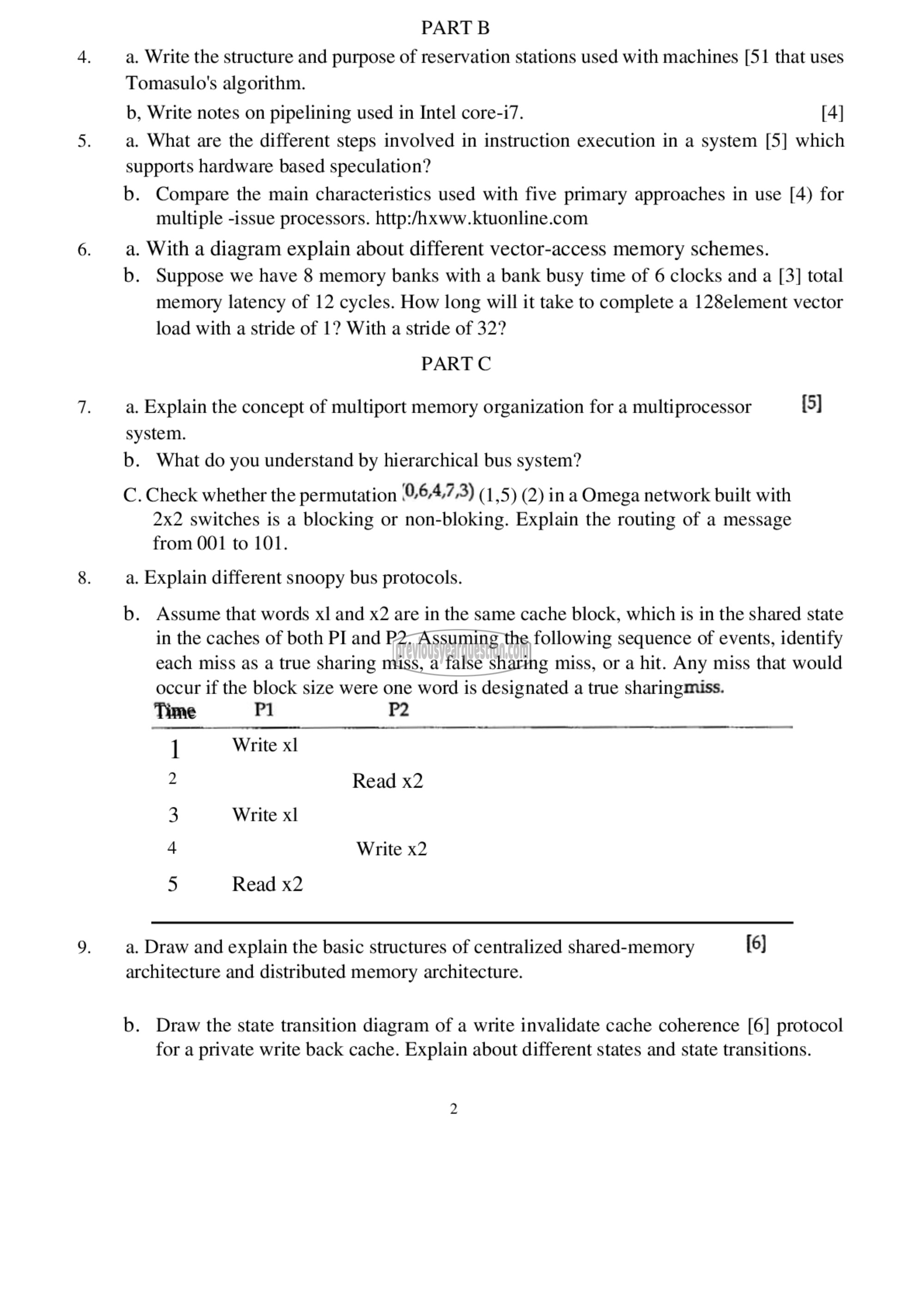 Question Paper - Parallel Computer Architecture-2