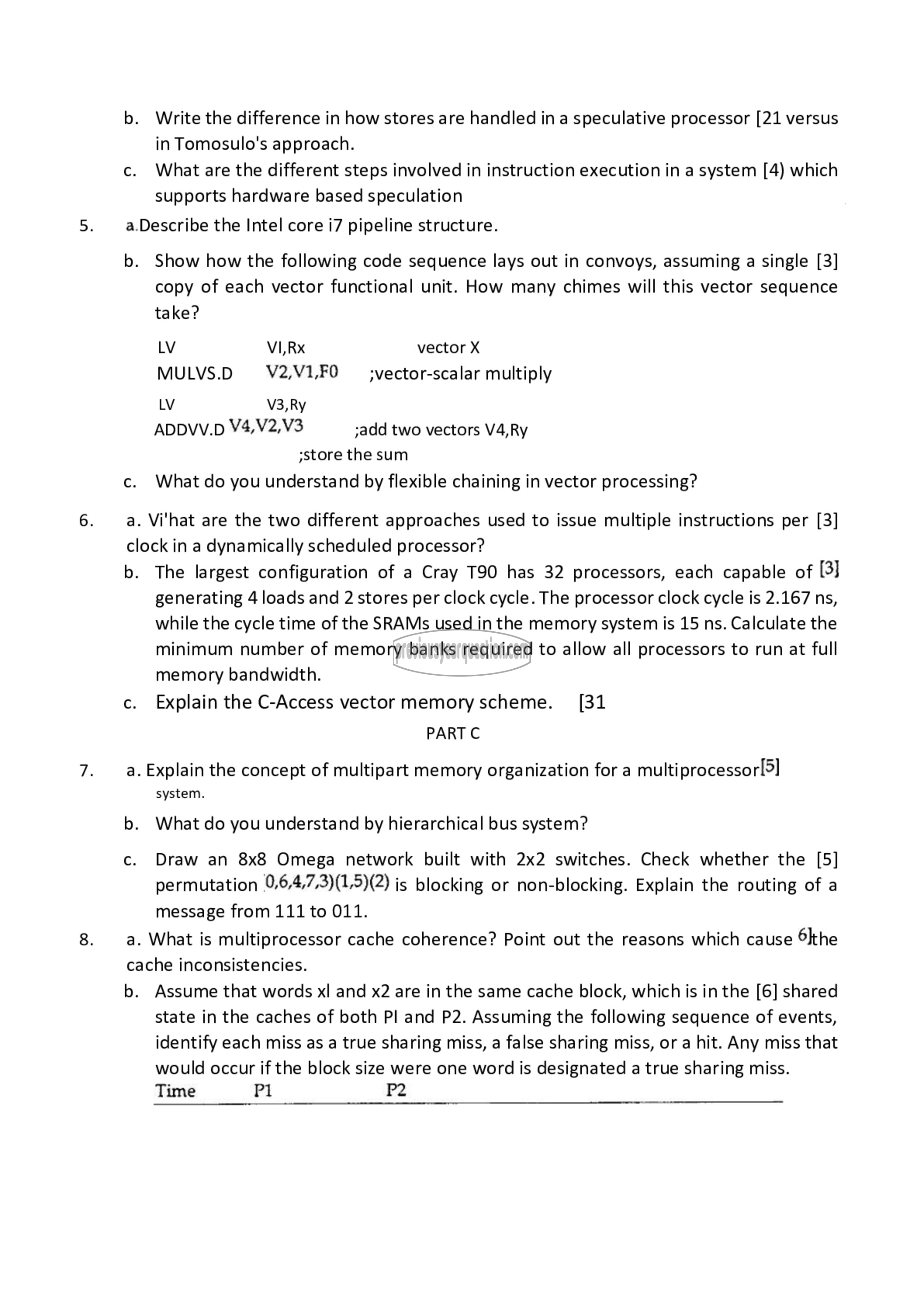 Question Paper - Parallel Computer Architecture-2