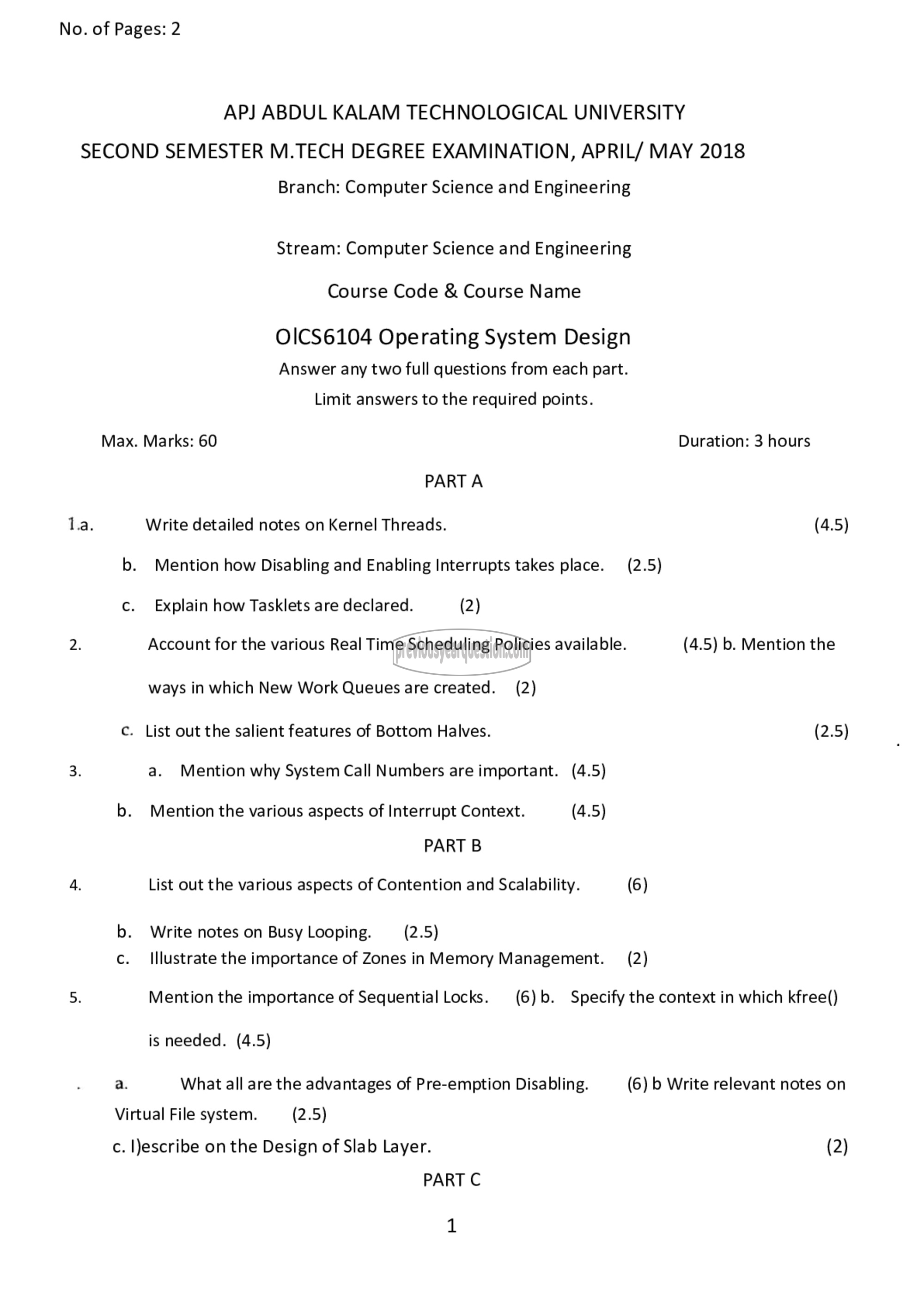 Question Paper - Operating System Design-1