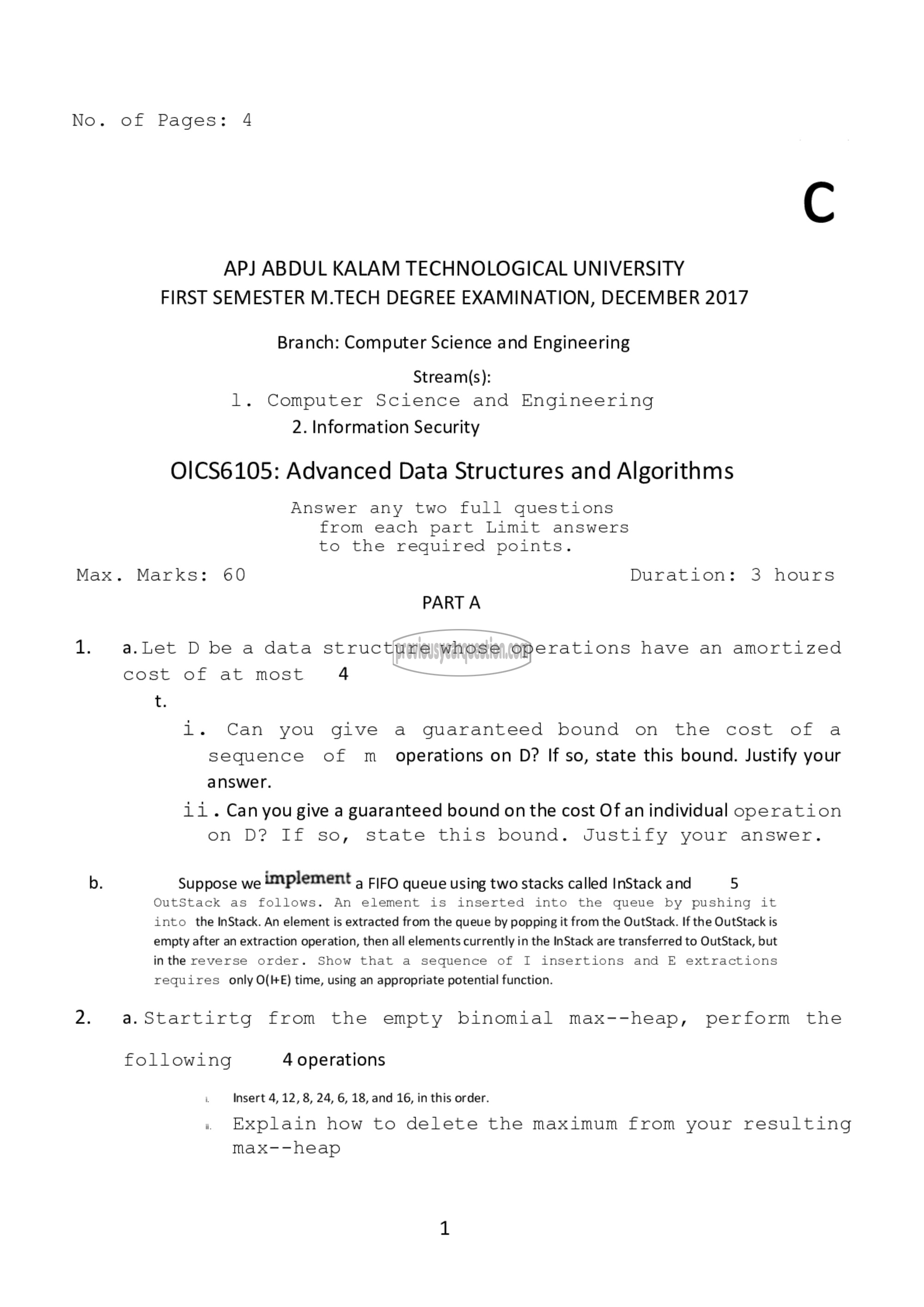 Question Paper - Advanced Data Structures and Algorithms-1