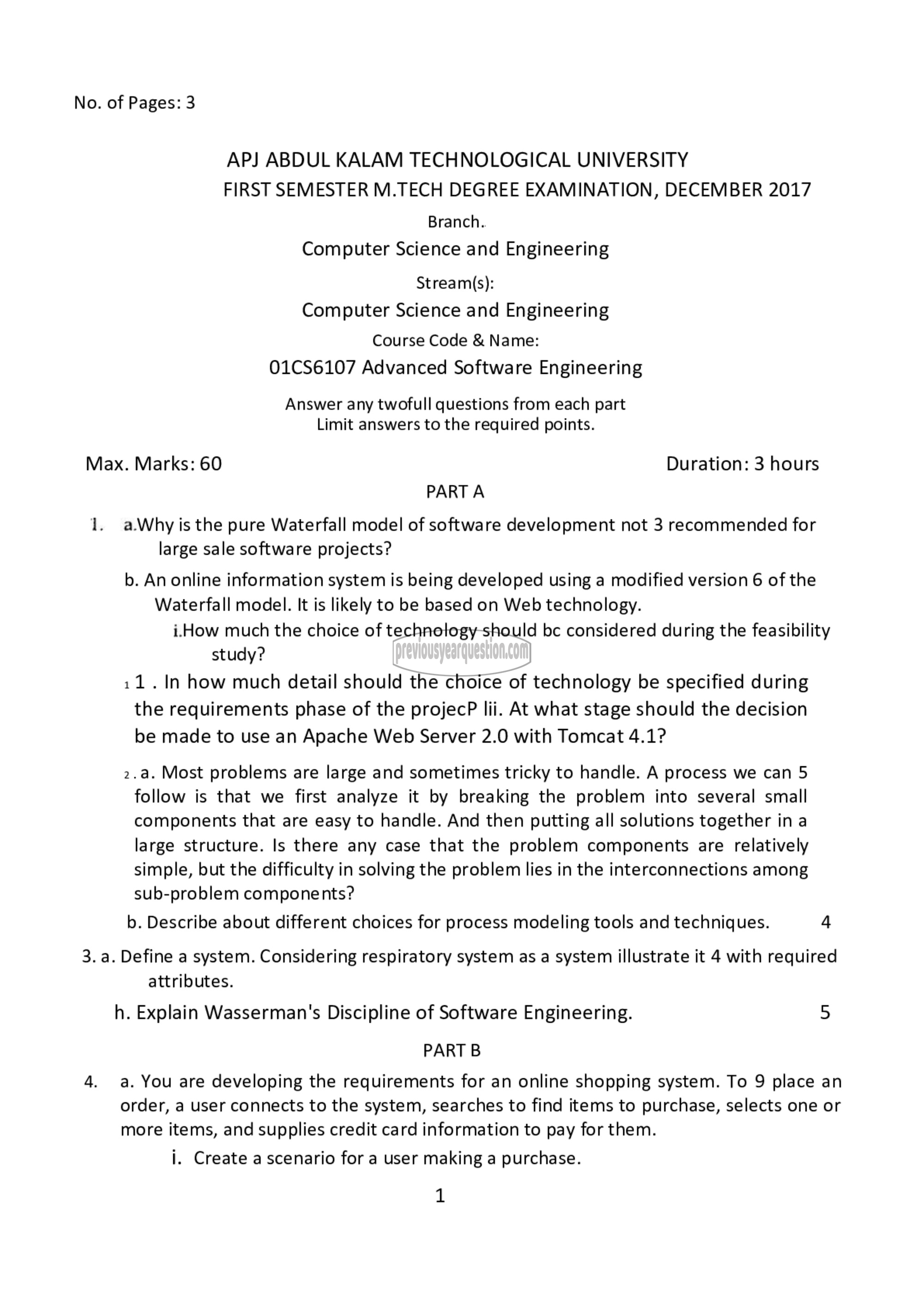 Question Paper - Advanced Software Engineering-1