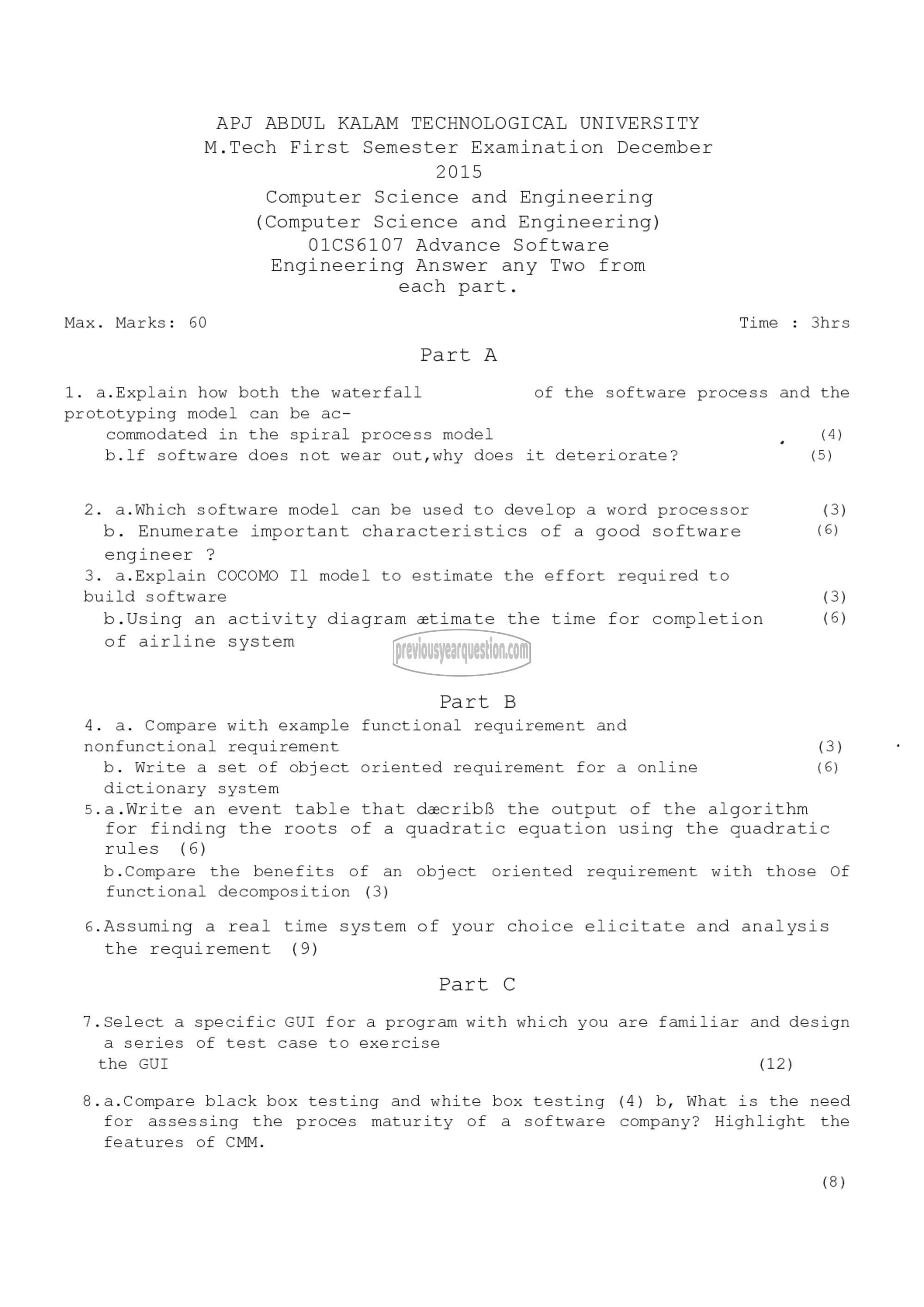 Question Paper - Advanced Software Engineering-1