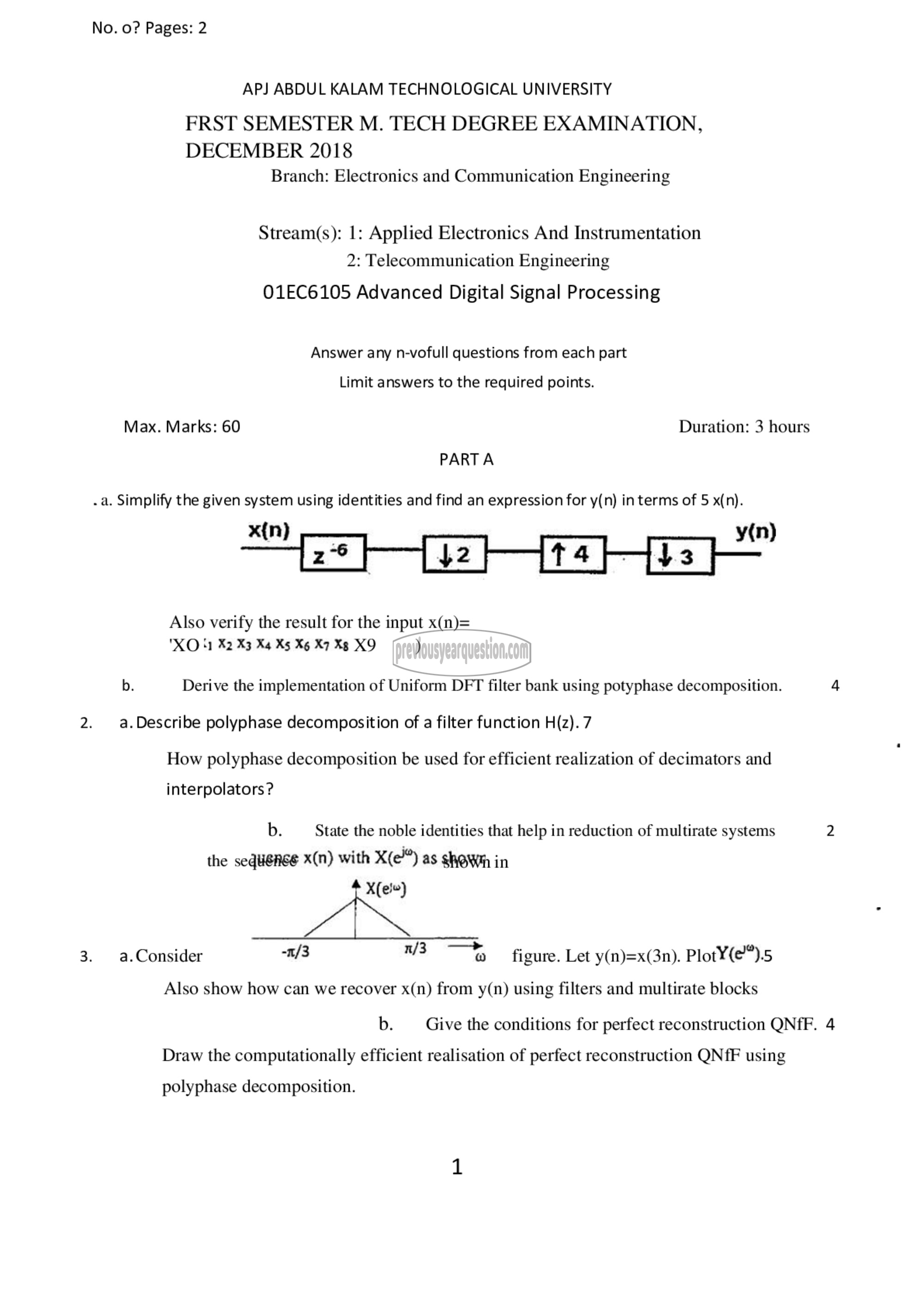 Question Paper - Advanced Digital Signal Processing-1