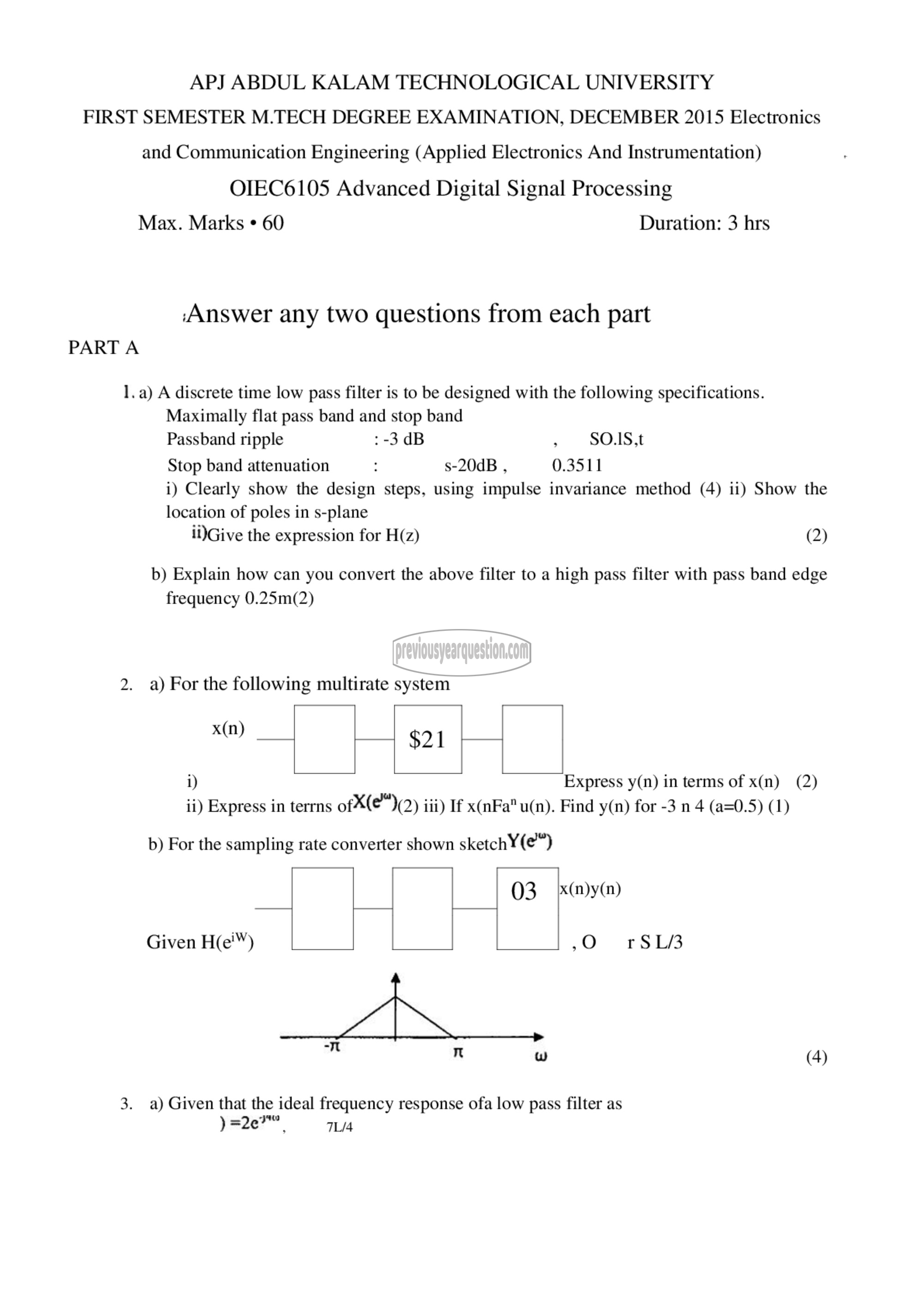 Question Paper - Advanced Digital Signal Processing-1