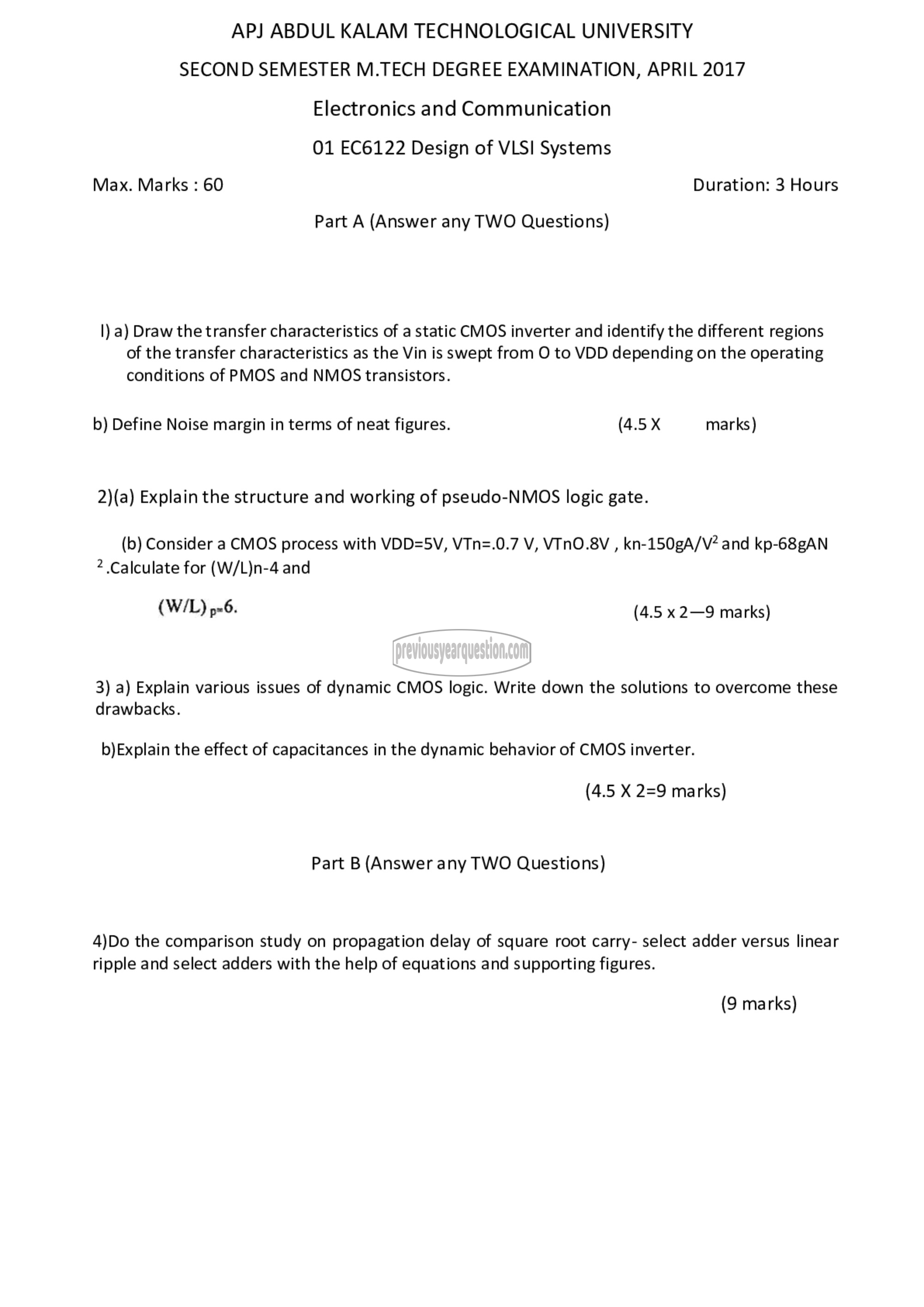 Question Paper - Design of VLSI Systems-1