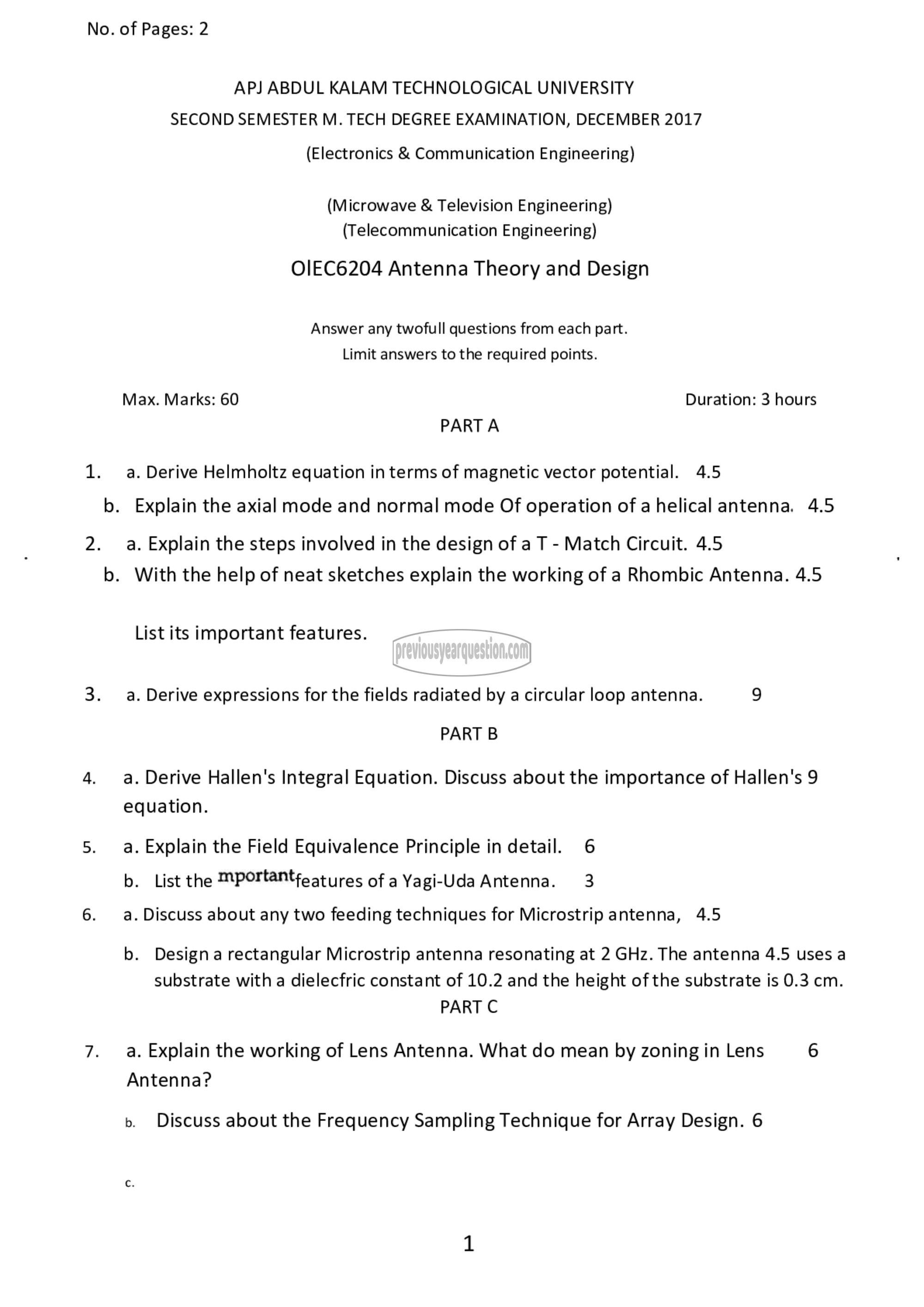 Question Paper - Antenna Theory and Design-1