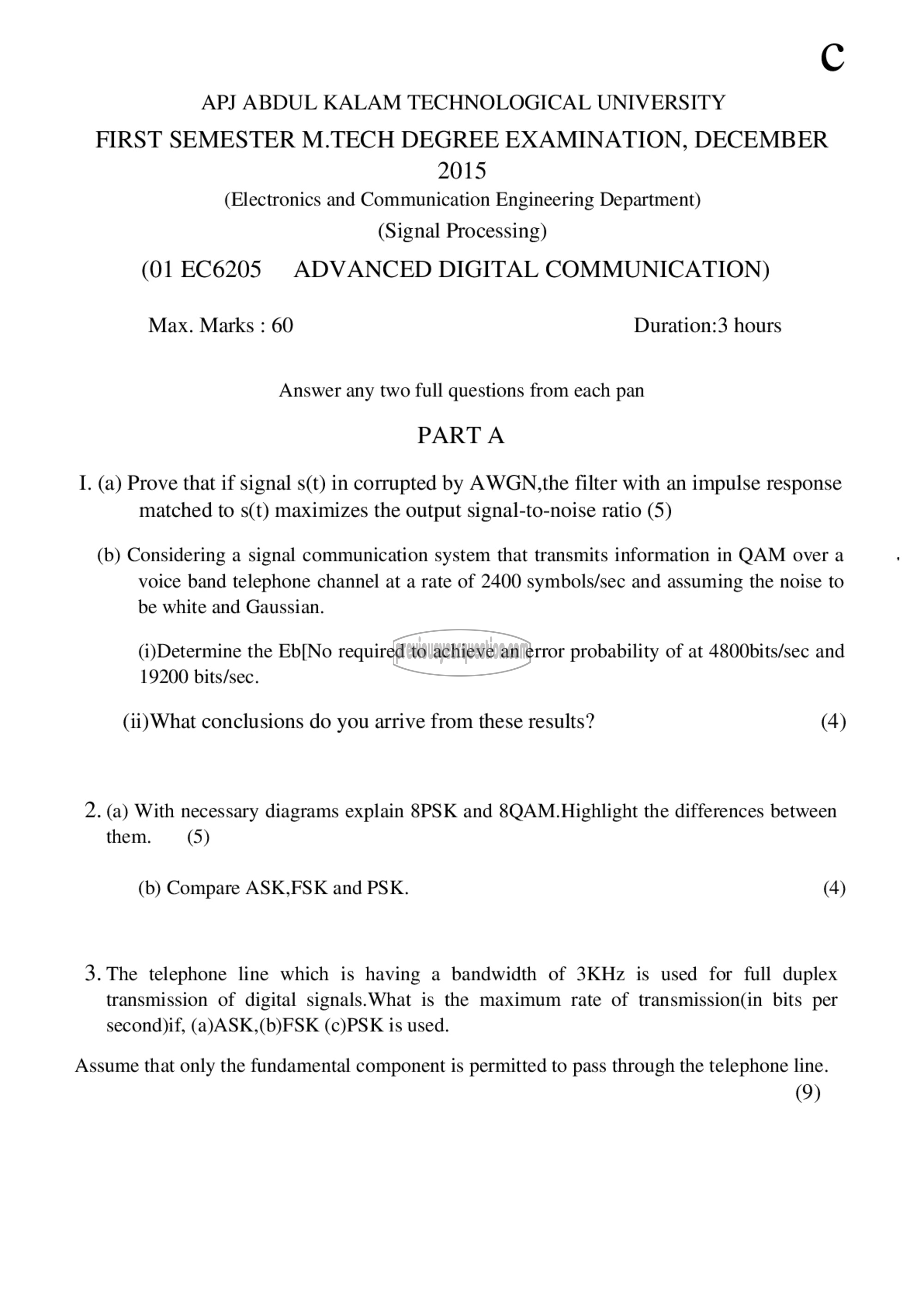 Question Paper - Advanced Digital Communication-1