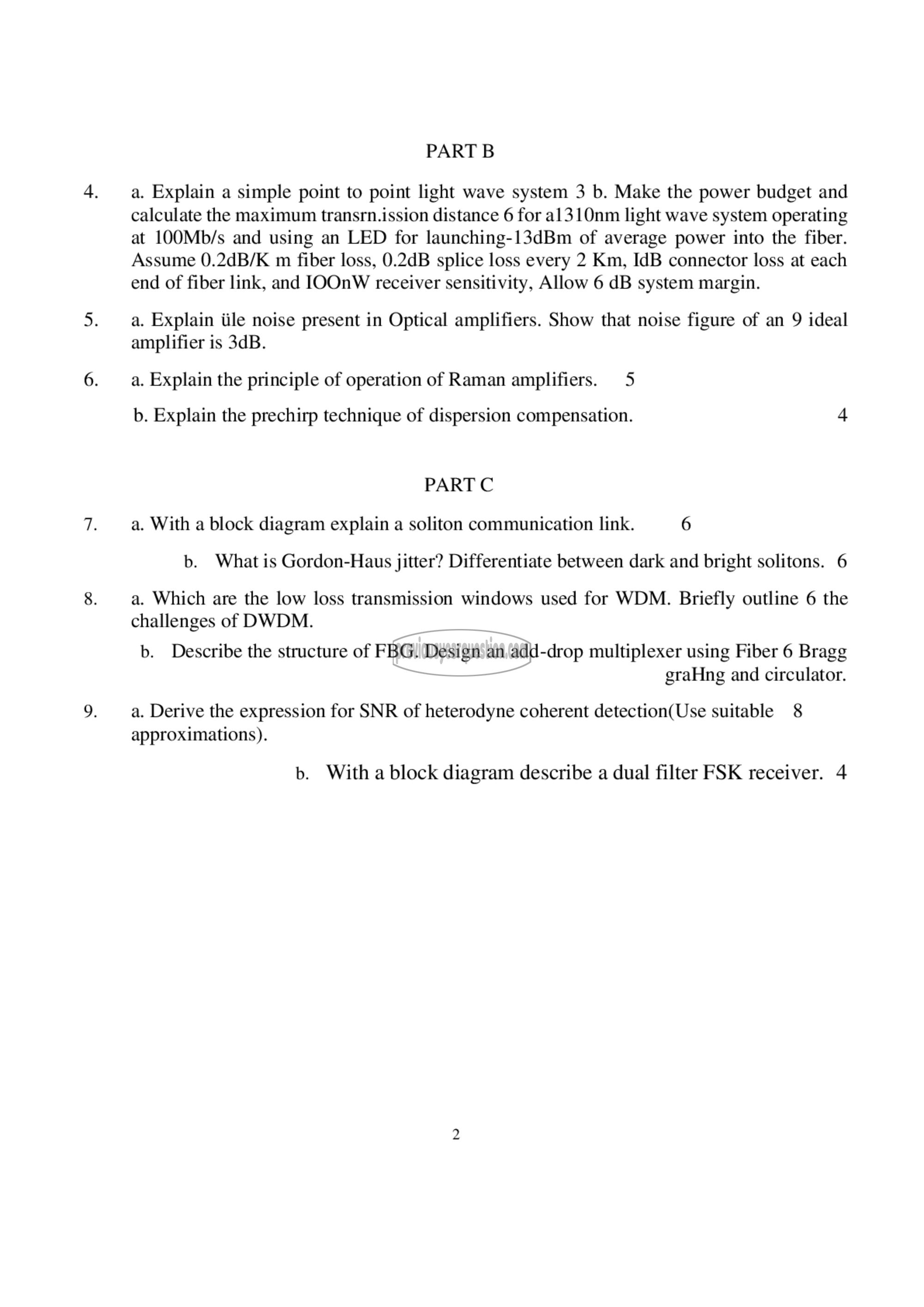 Question Paper - Optical Communication Systems-2