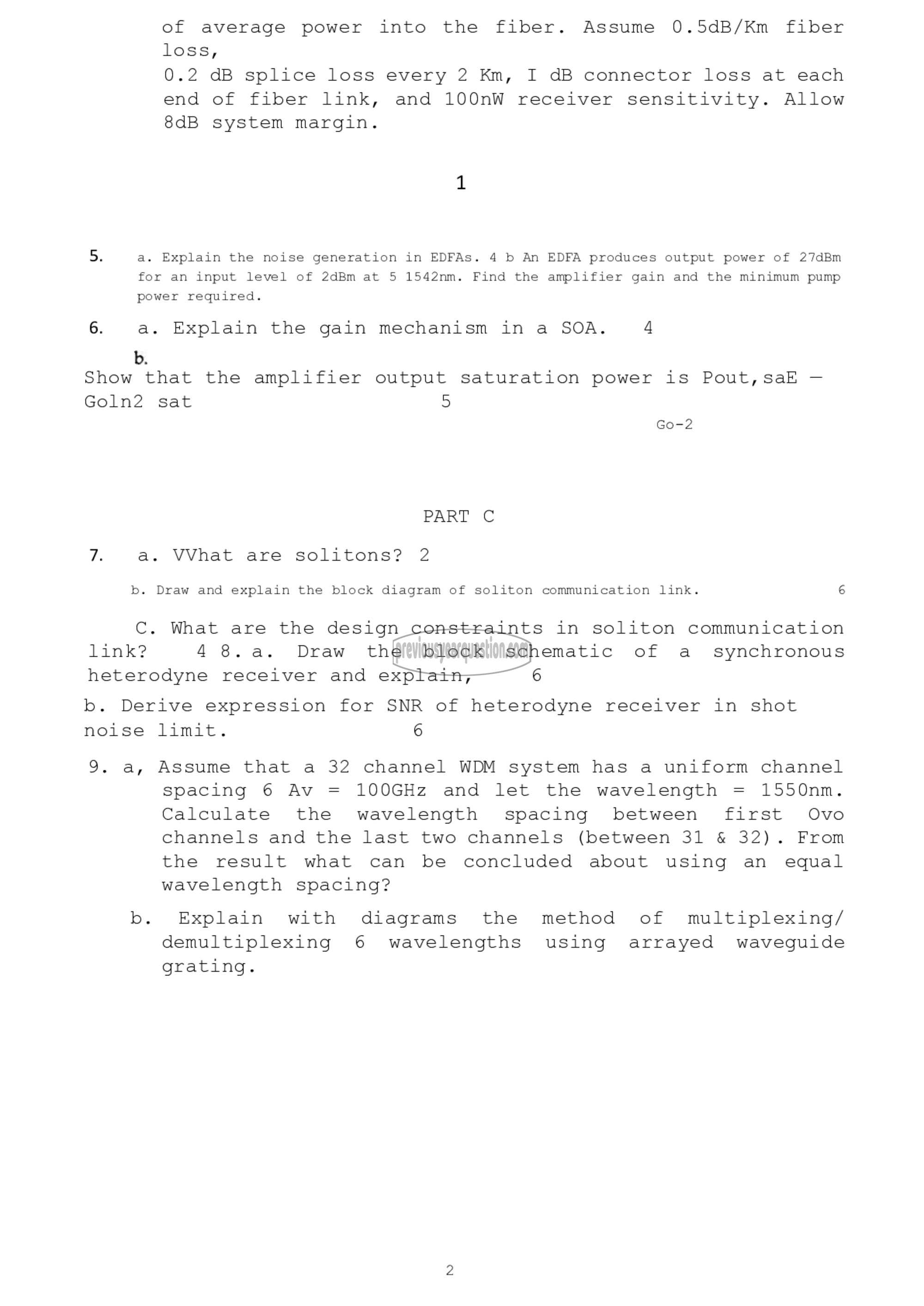 Question Paper - Optical Communication Systems-2