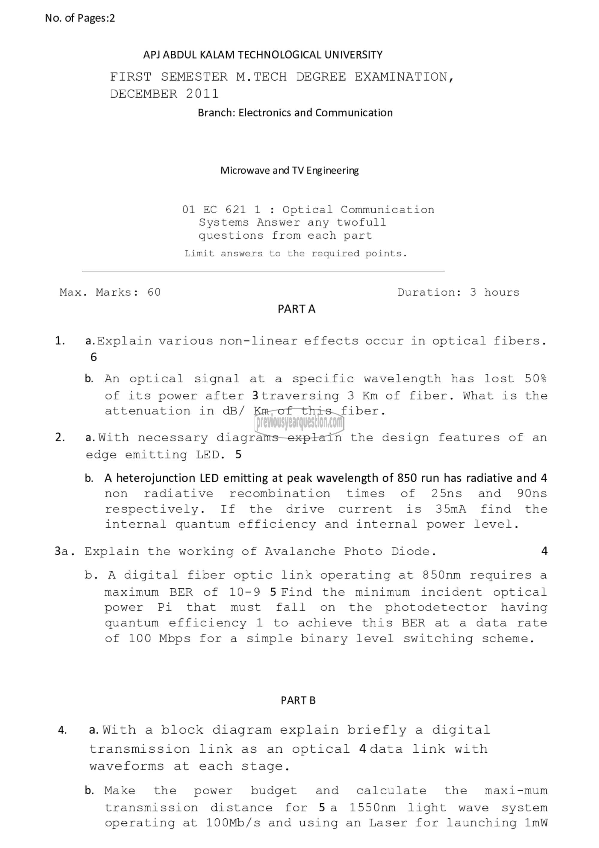 Question Paper - Optical Communication Systems-1