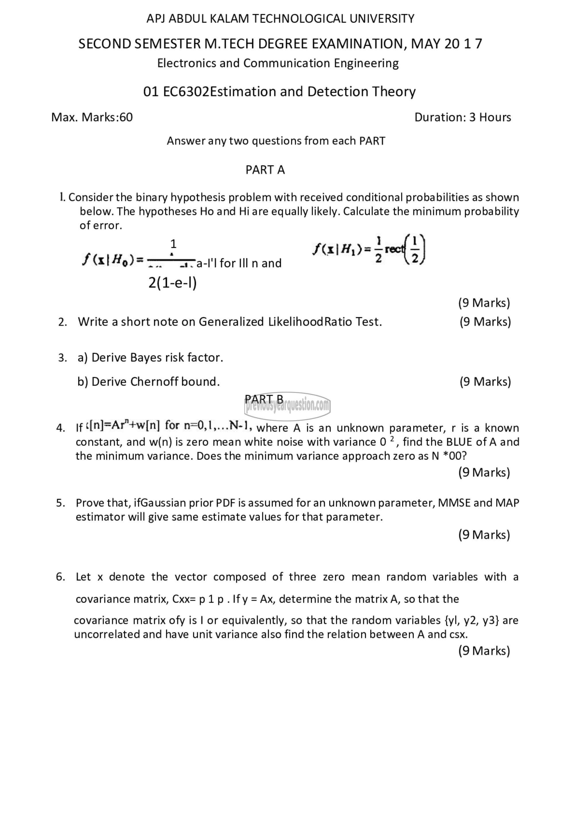 Question Paper - Estimation and Detection Theory-1