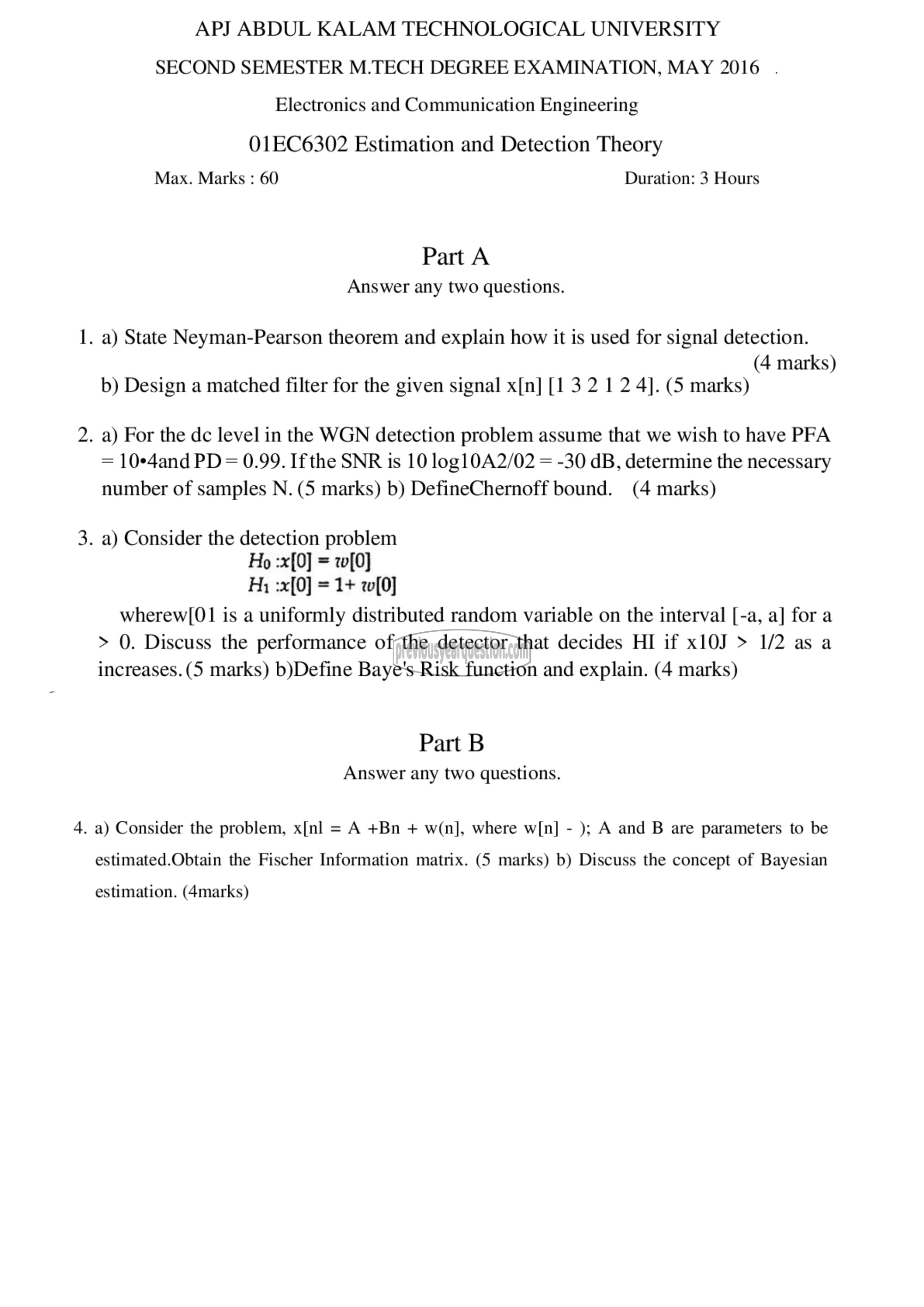 Question Paper - Estimation and Detection Theory-1