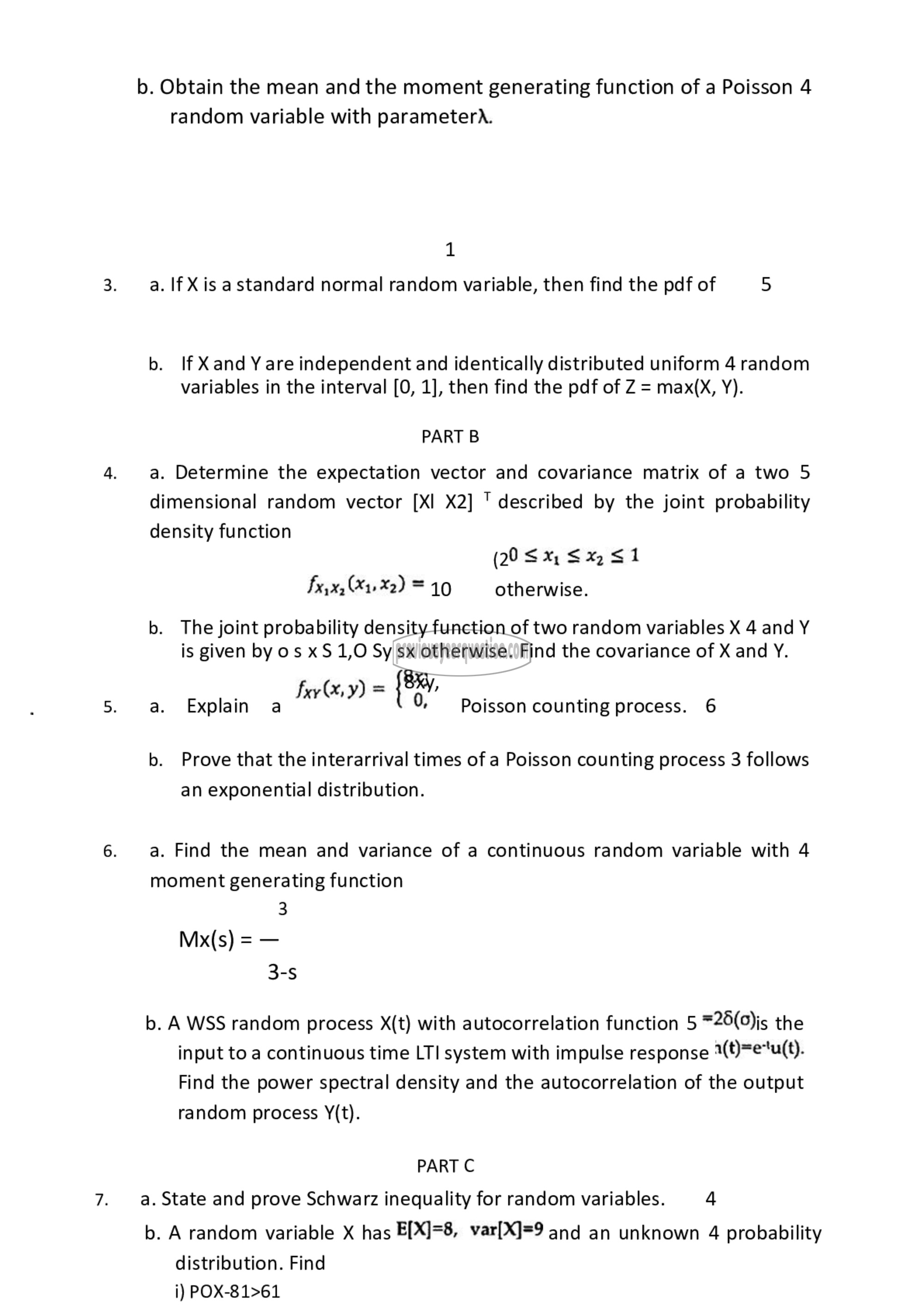 Question Paper - Random Processes & Applications-2