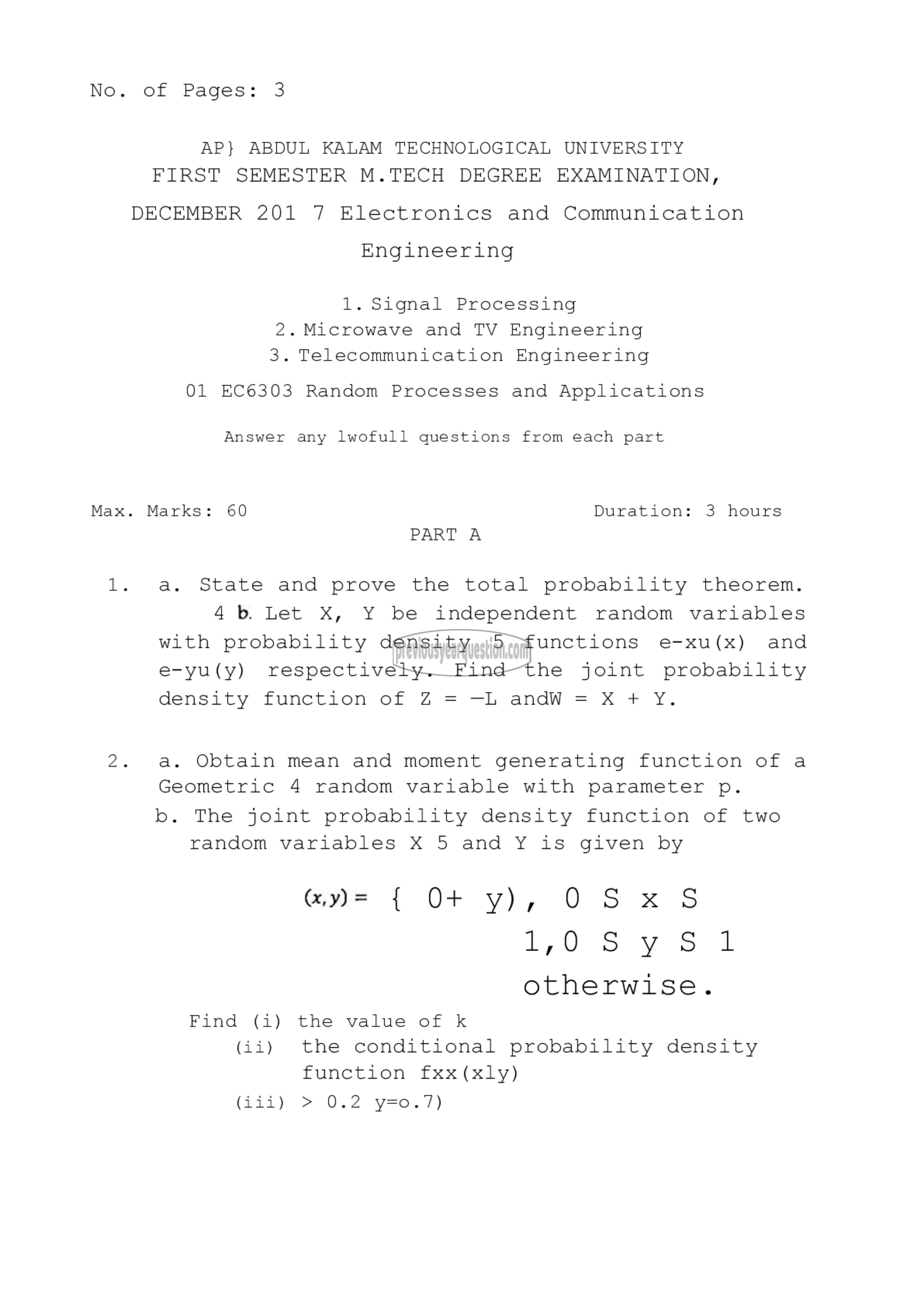 Question Paper - Random Processes & Applications-1