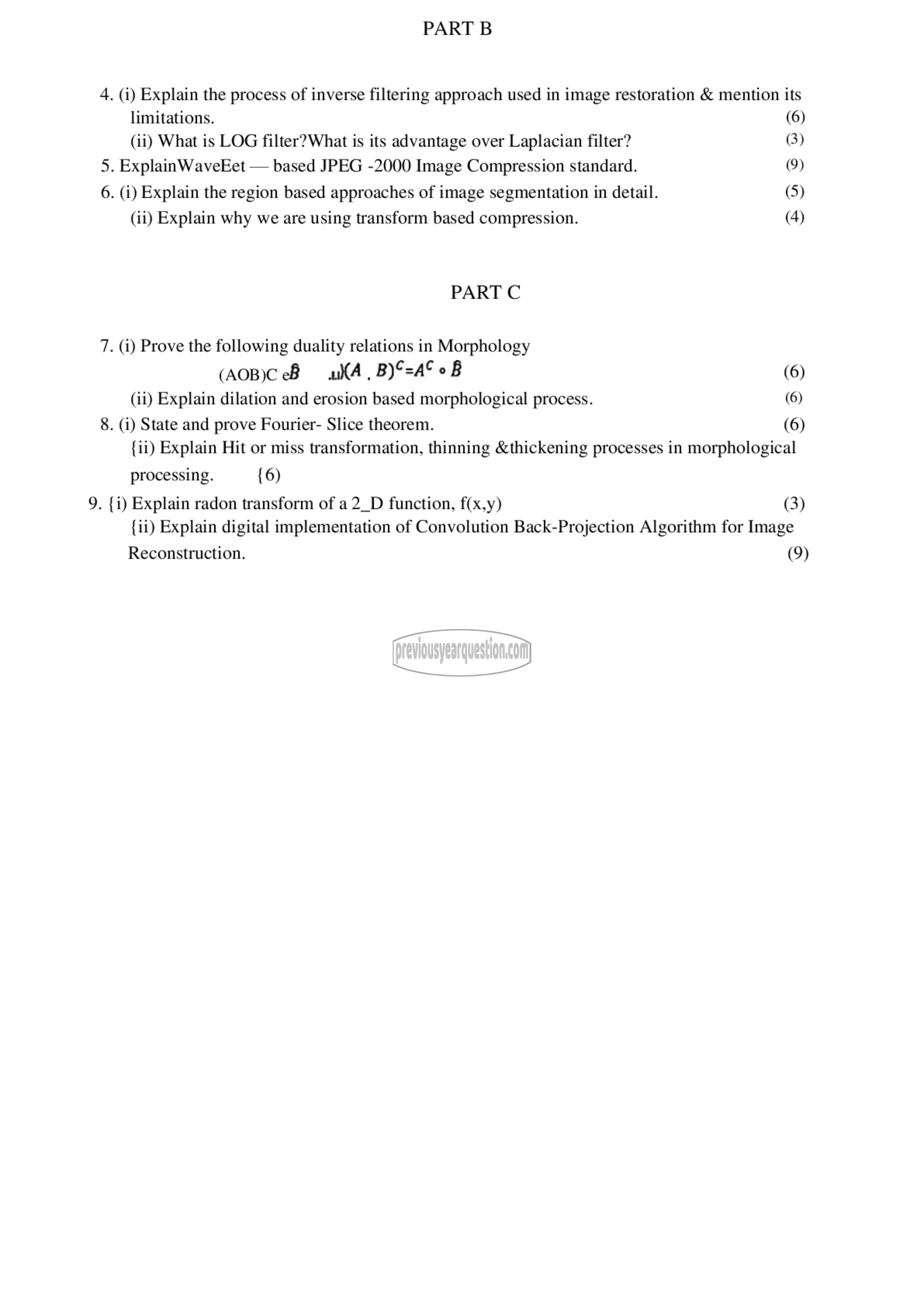 Question Paper - Digital Image Processing-2