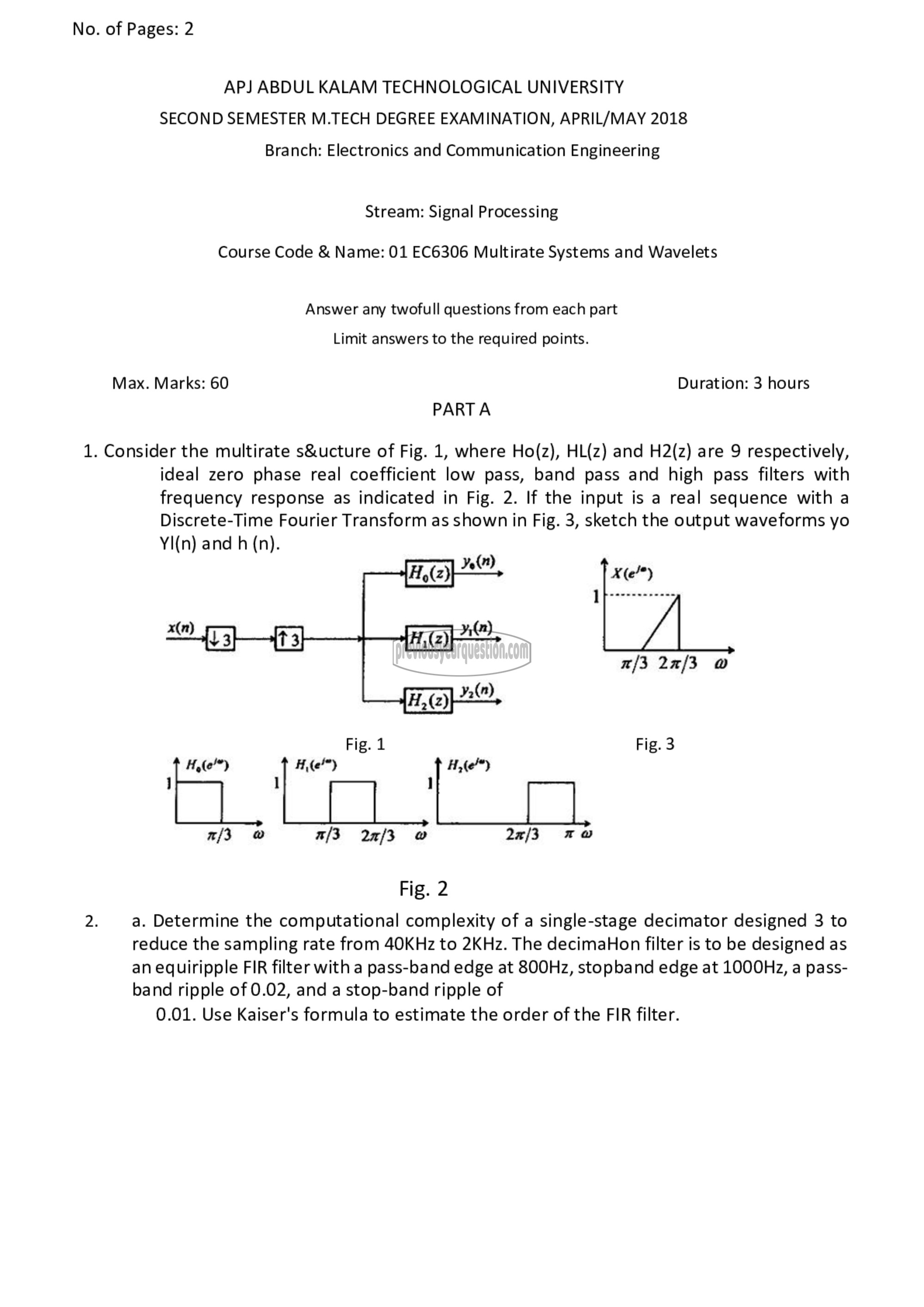 Question Paper - Multirate Systems and Wavelets-1