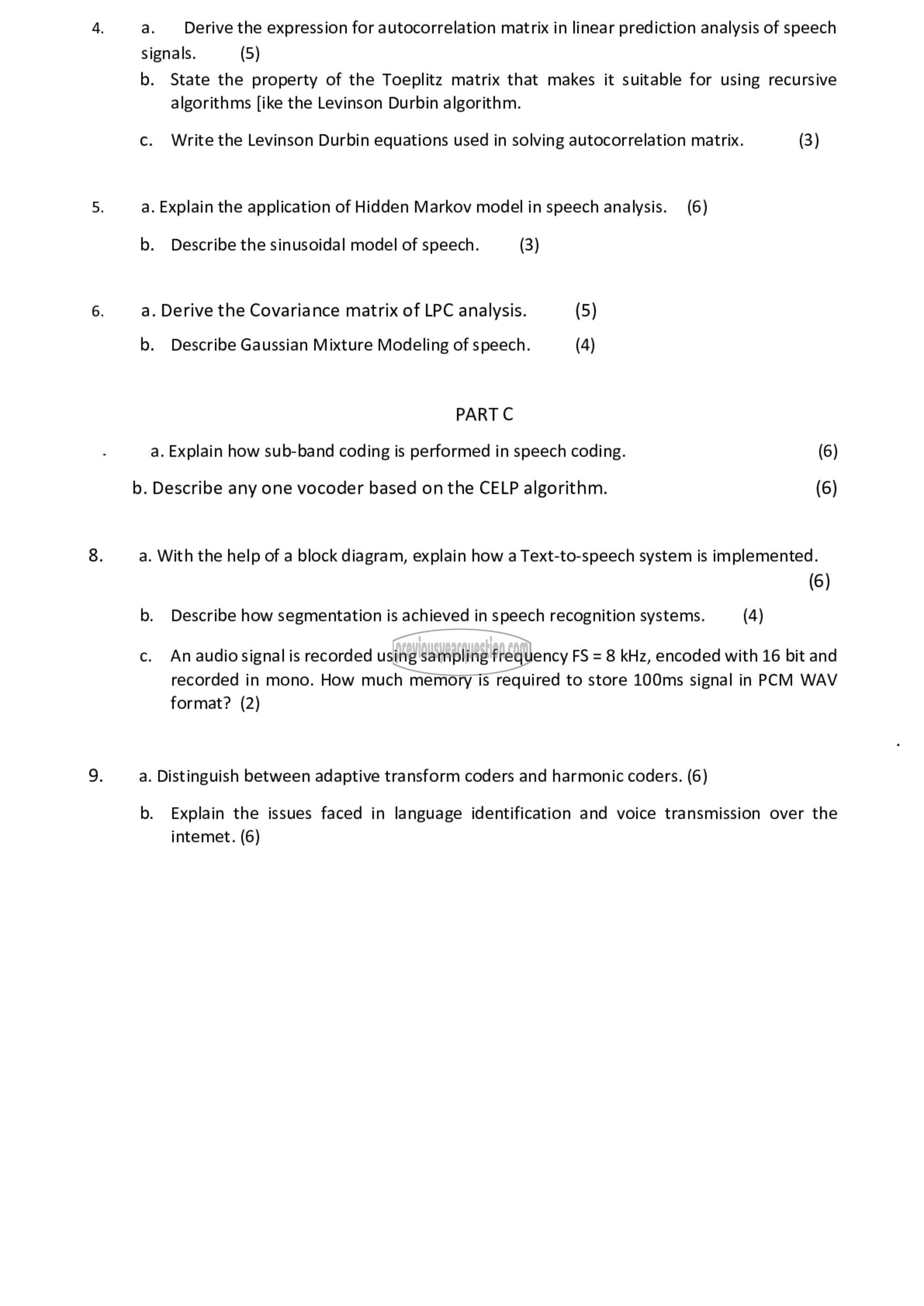 Question Paper - Speech Signal Processing-2