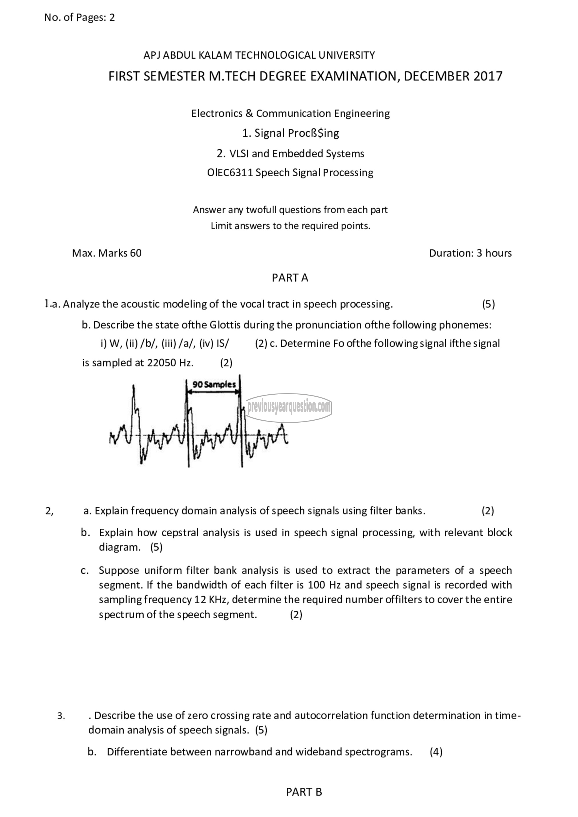 Question Paper - Speech Signal Processing-1