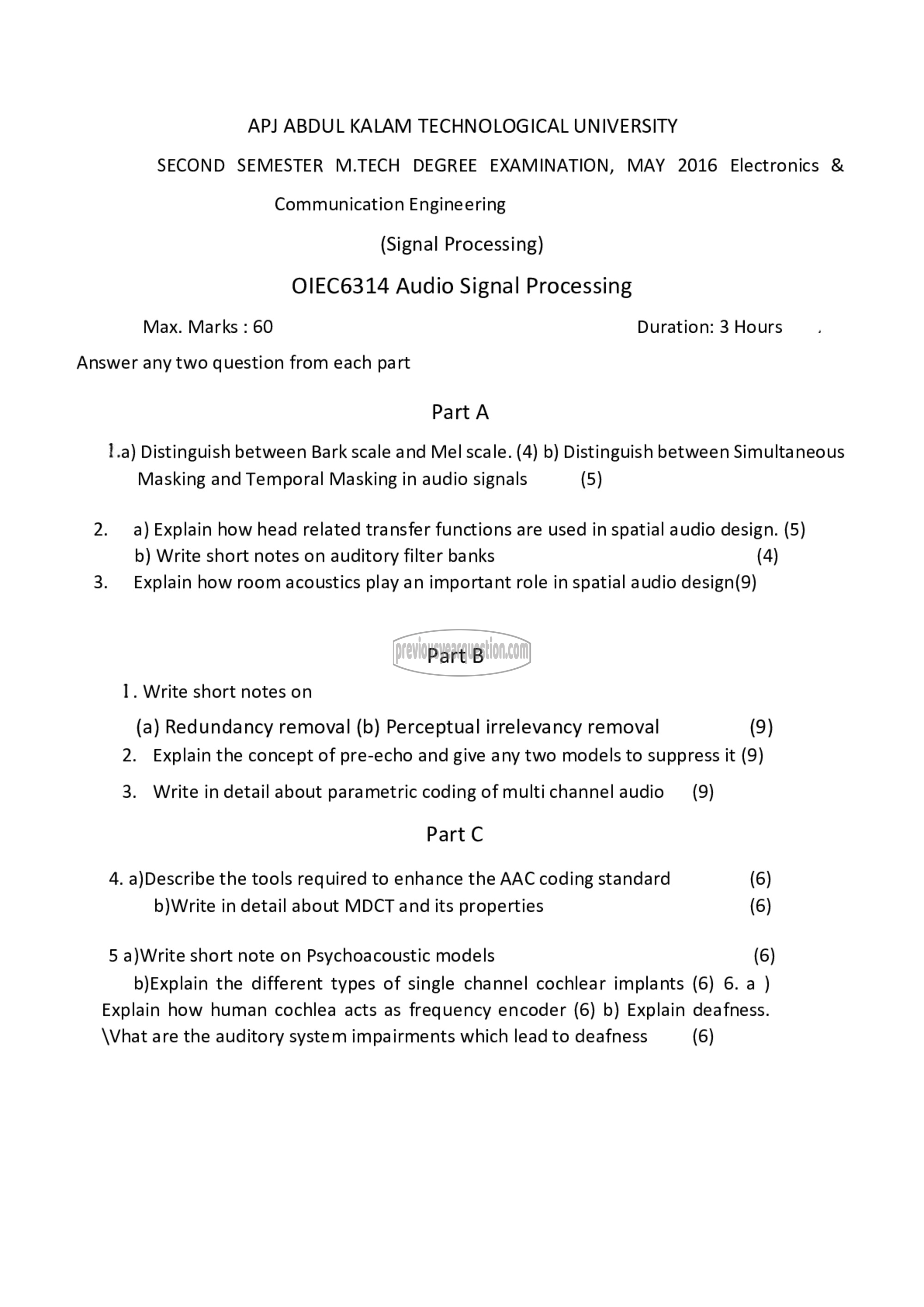 Question Paper - Audio Signal Processing-1