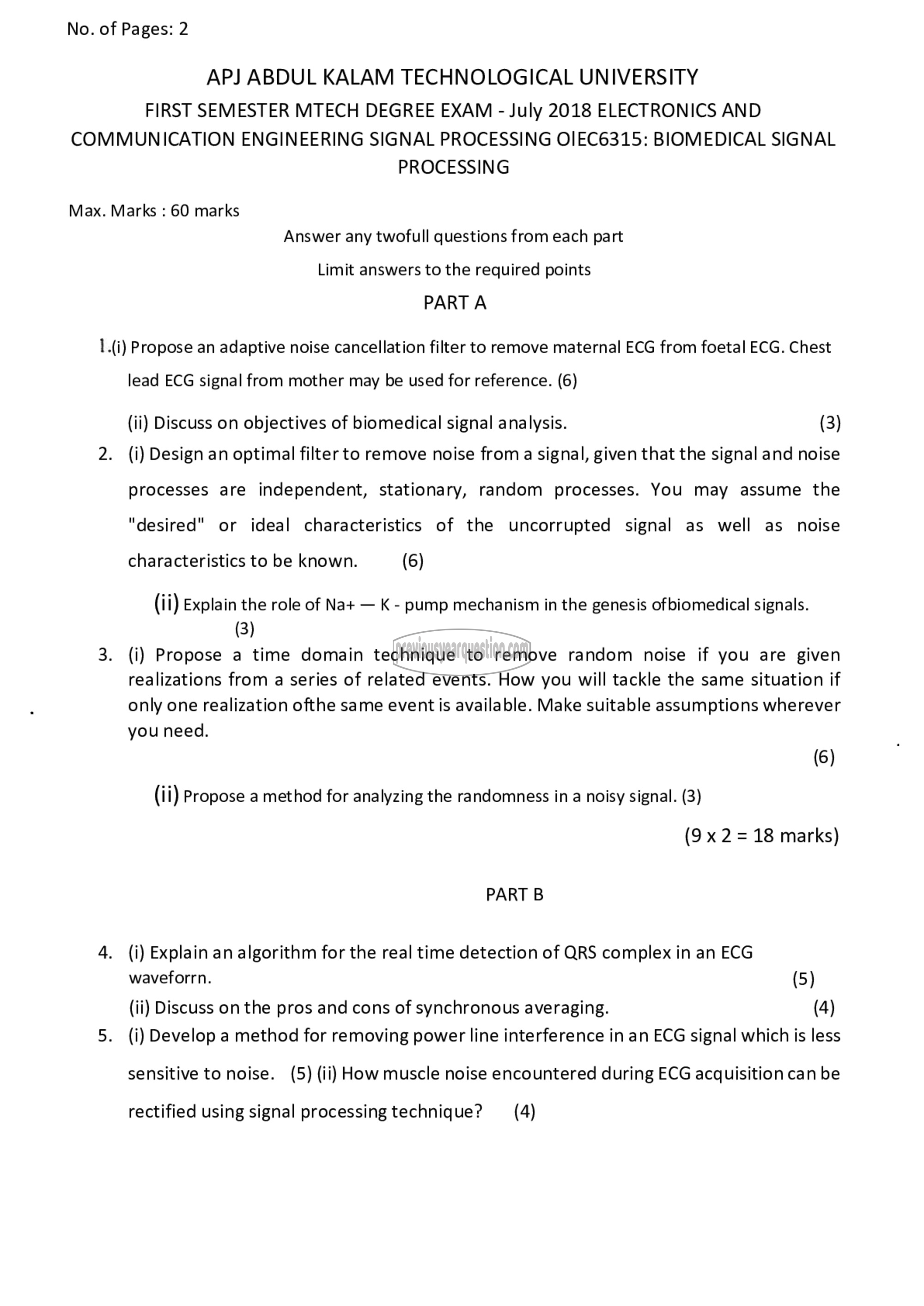 Question Paper - Biomedical Signal Processing-1