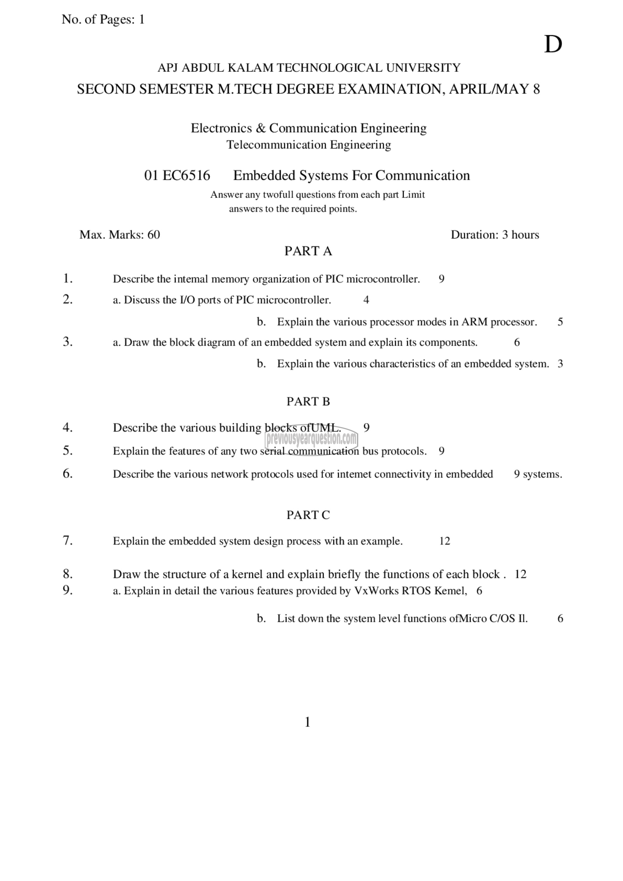 Question Paper - Embedded Systems for Communication-1