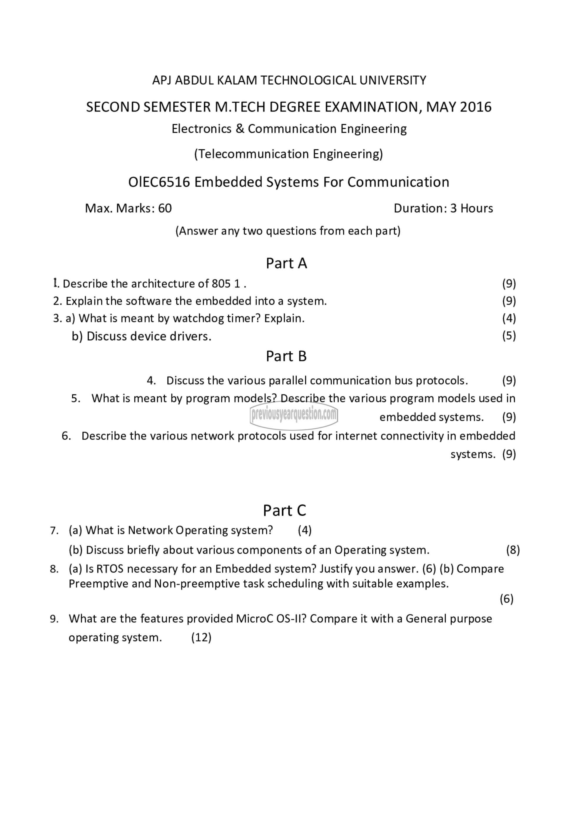 Question Paper - Embedded Systems for Communication-1