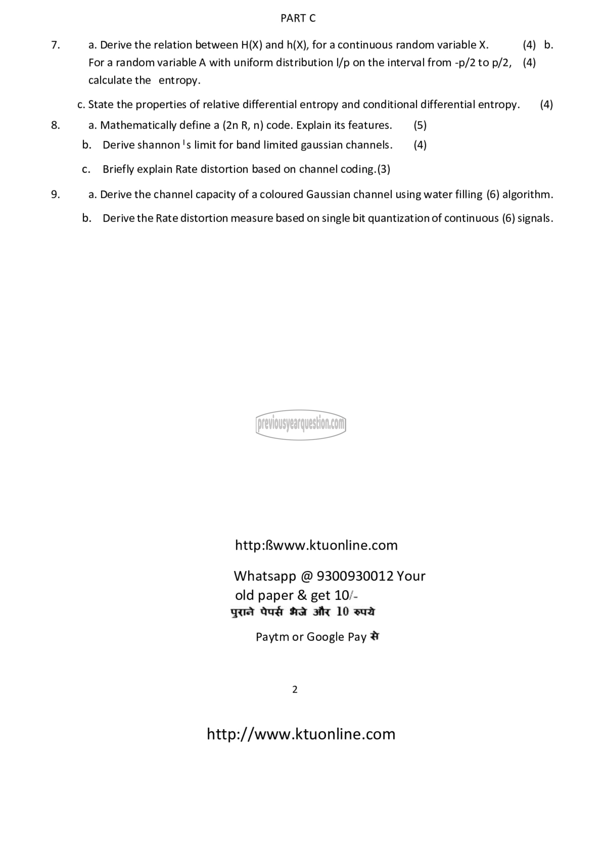 Question Paper - Information Theory-2