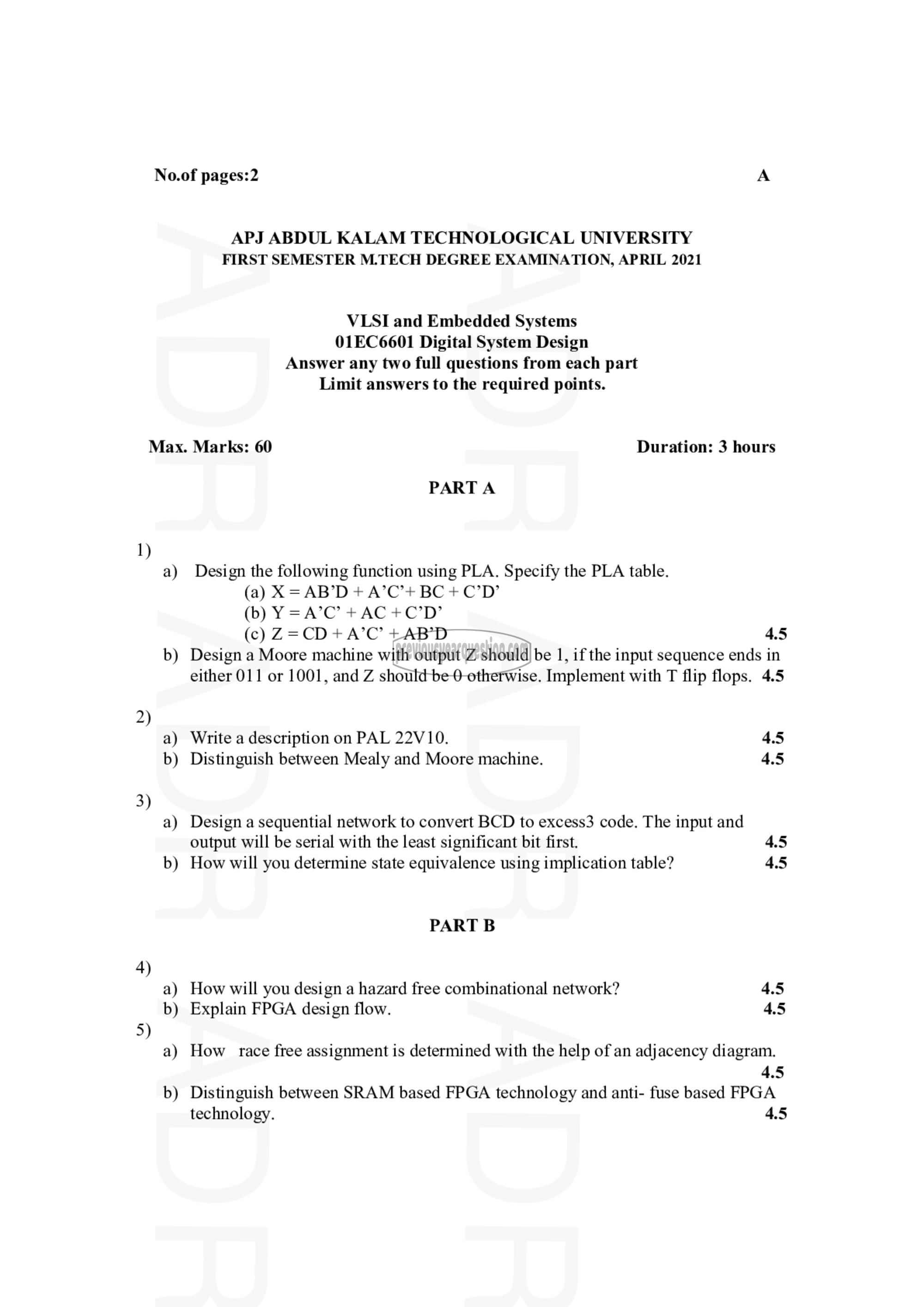 Question Paper - Digital System Design-1