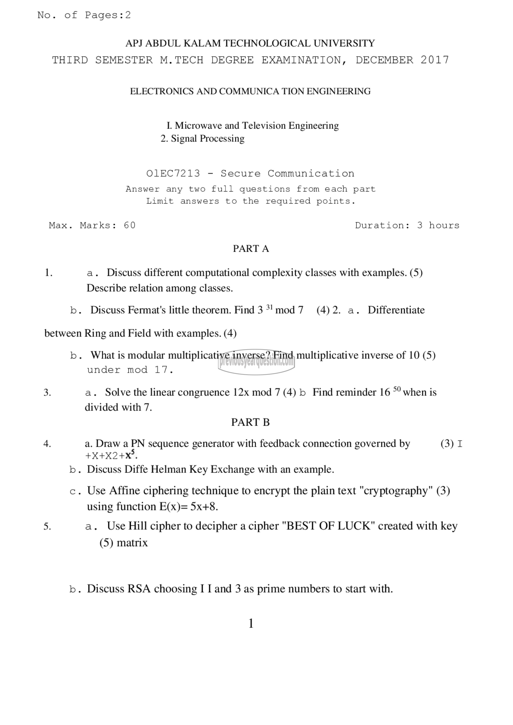 Question Paper - Secure Communication-1