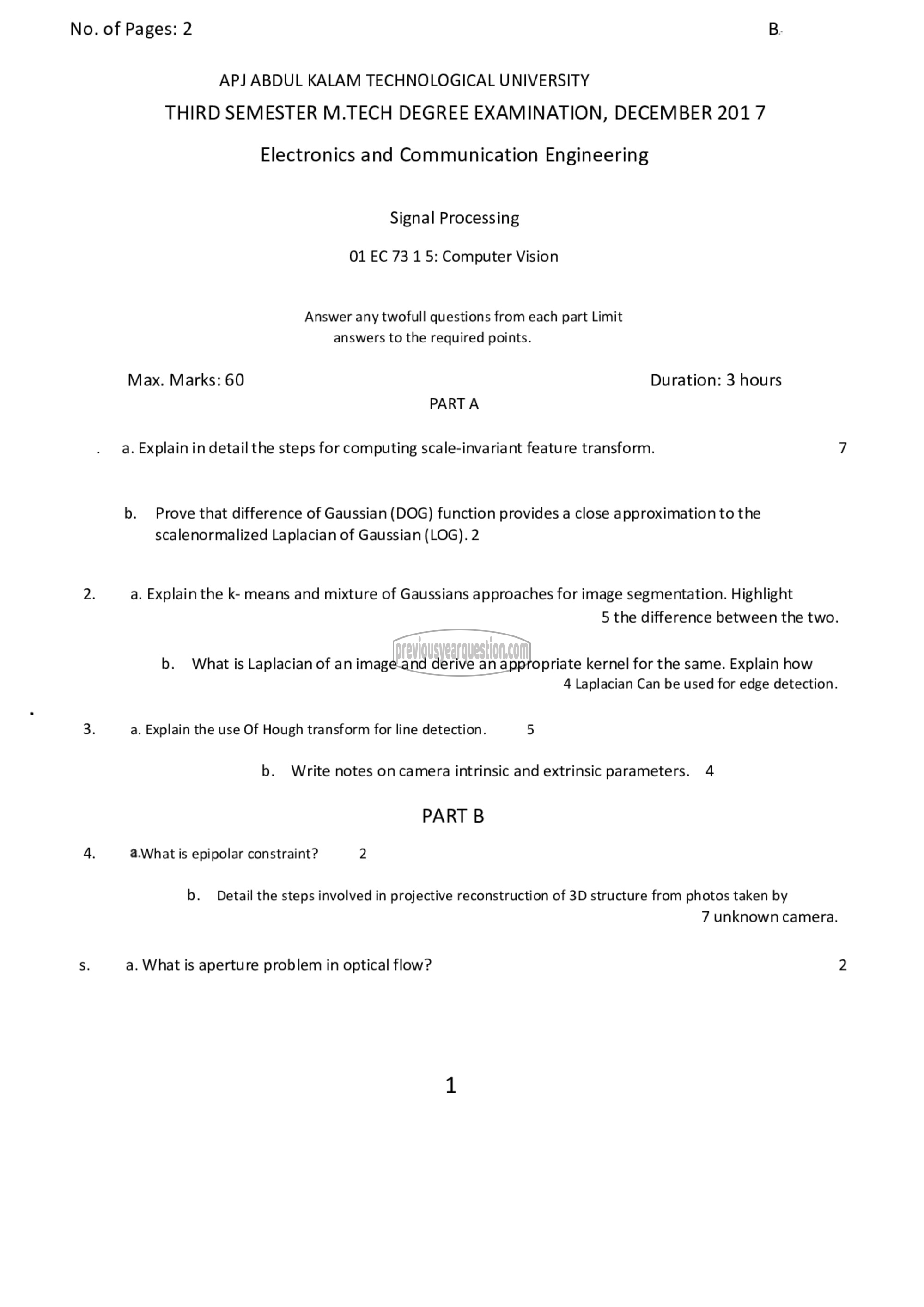 Question Paper - Computer Vision-1