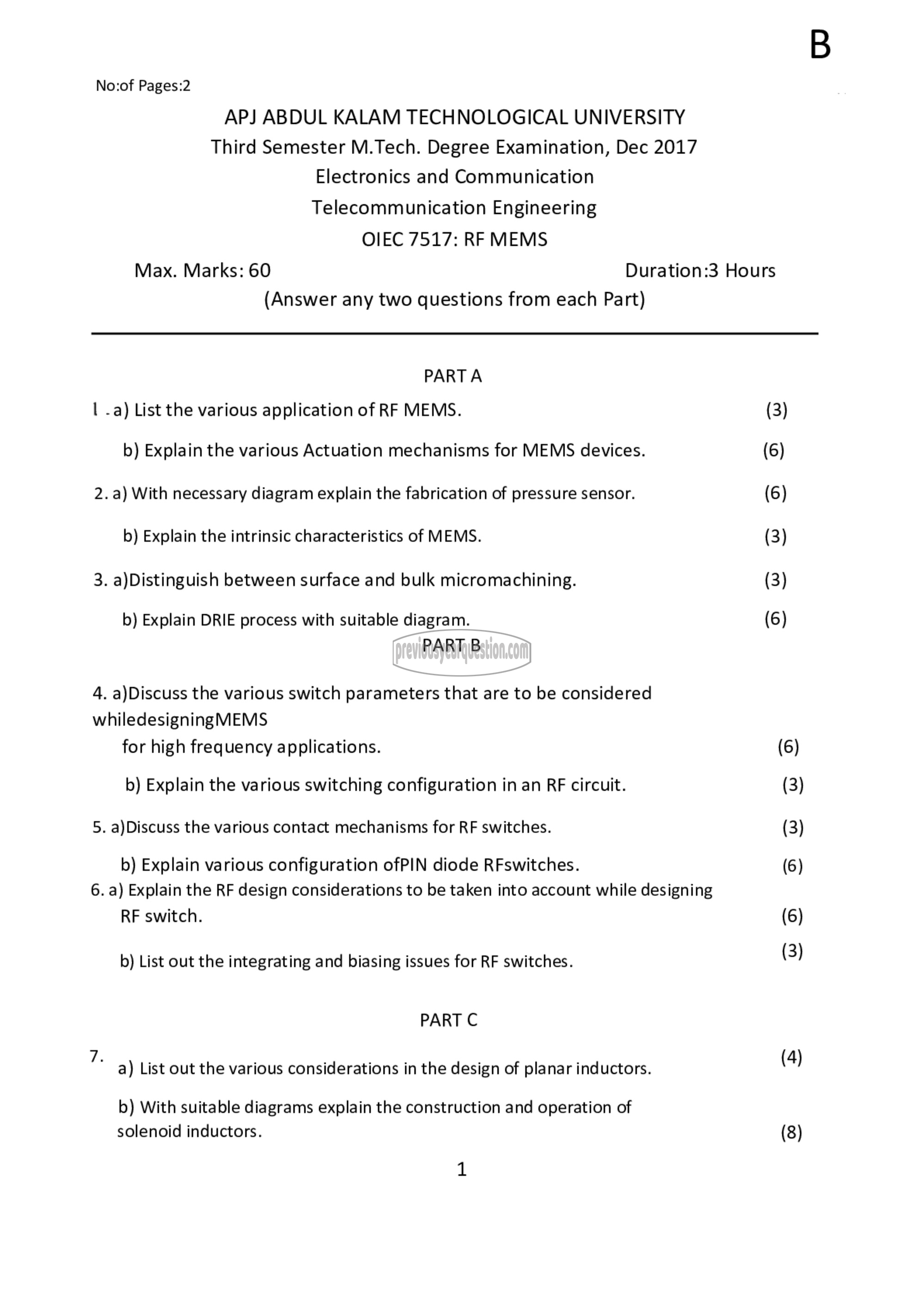 Question Paper - RF MEMS-1