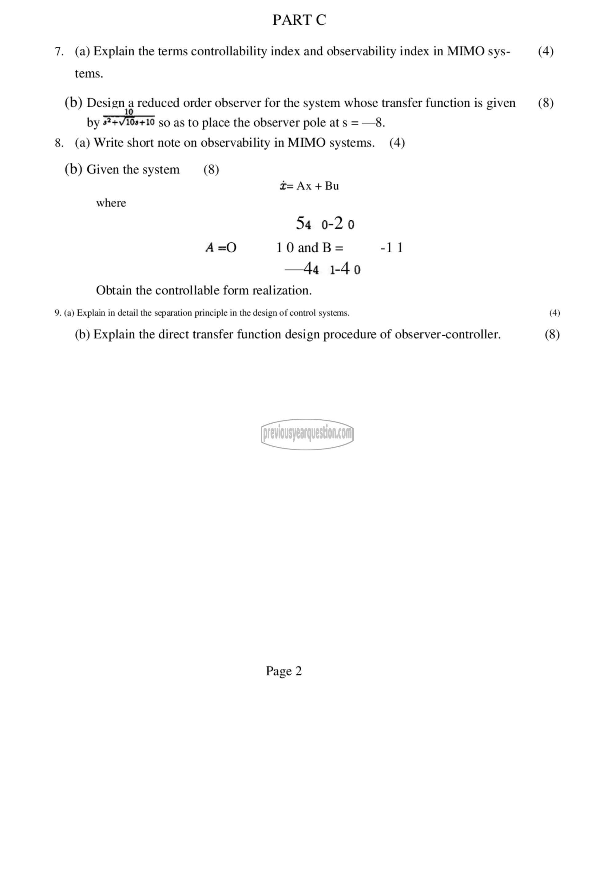 Question Paper - Dynamics of Linear Systems-2