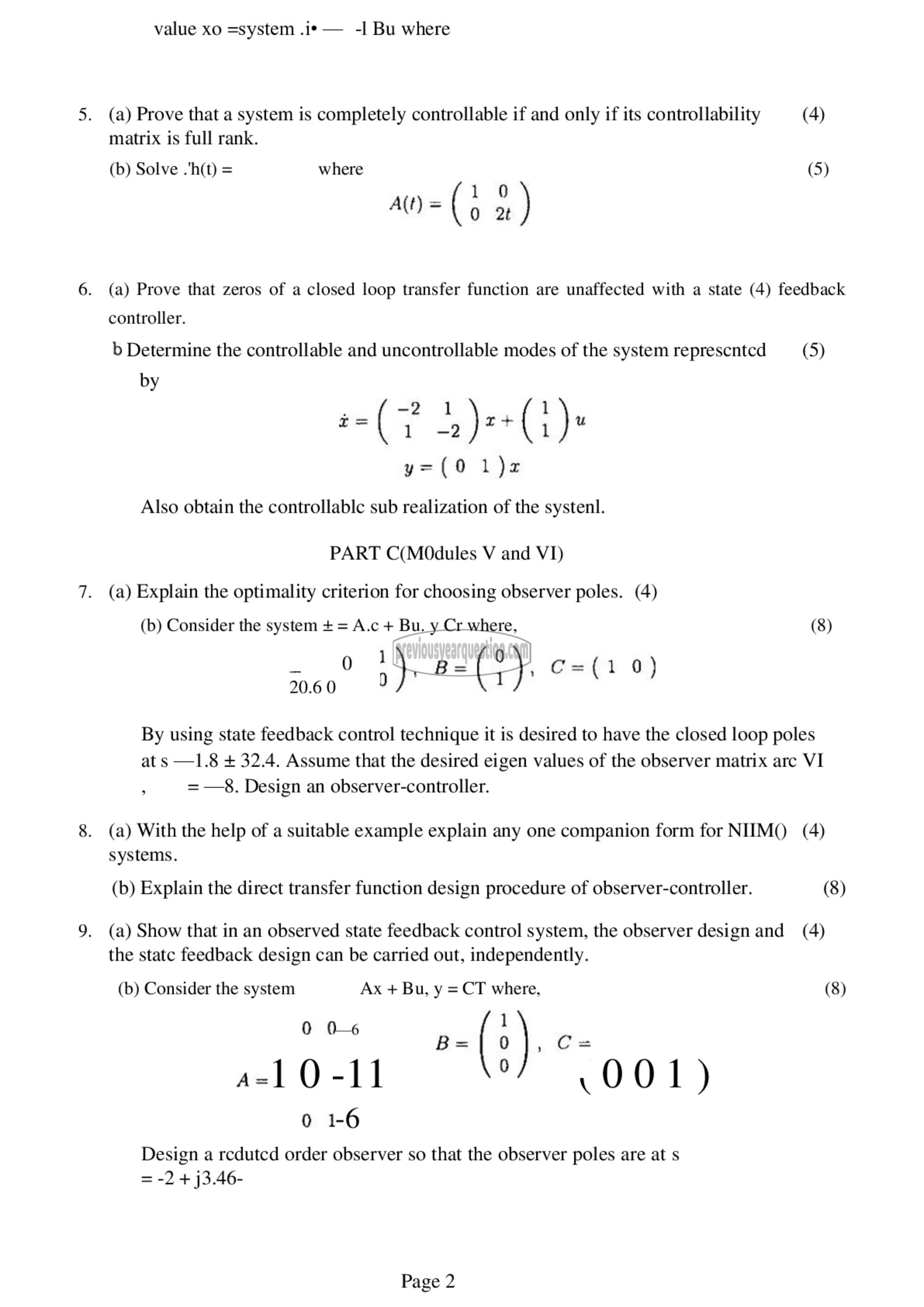 Question Paper - Dynamics of Linear Systems-2