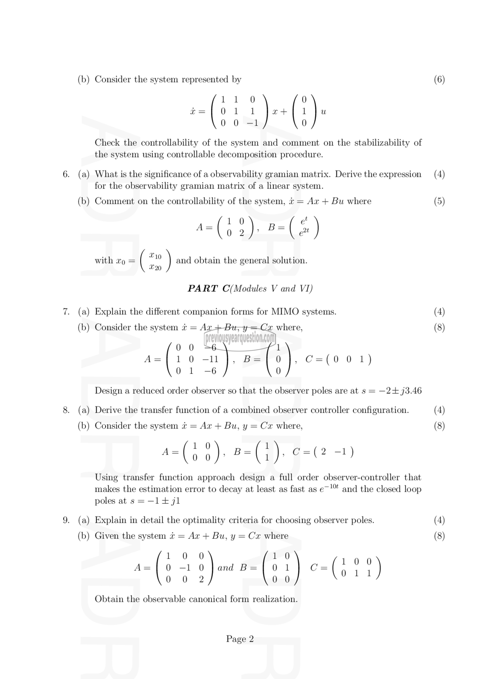 Question Paper - Dynamics of Linear Systems-2