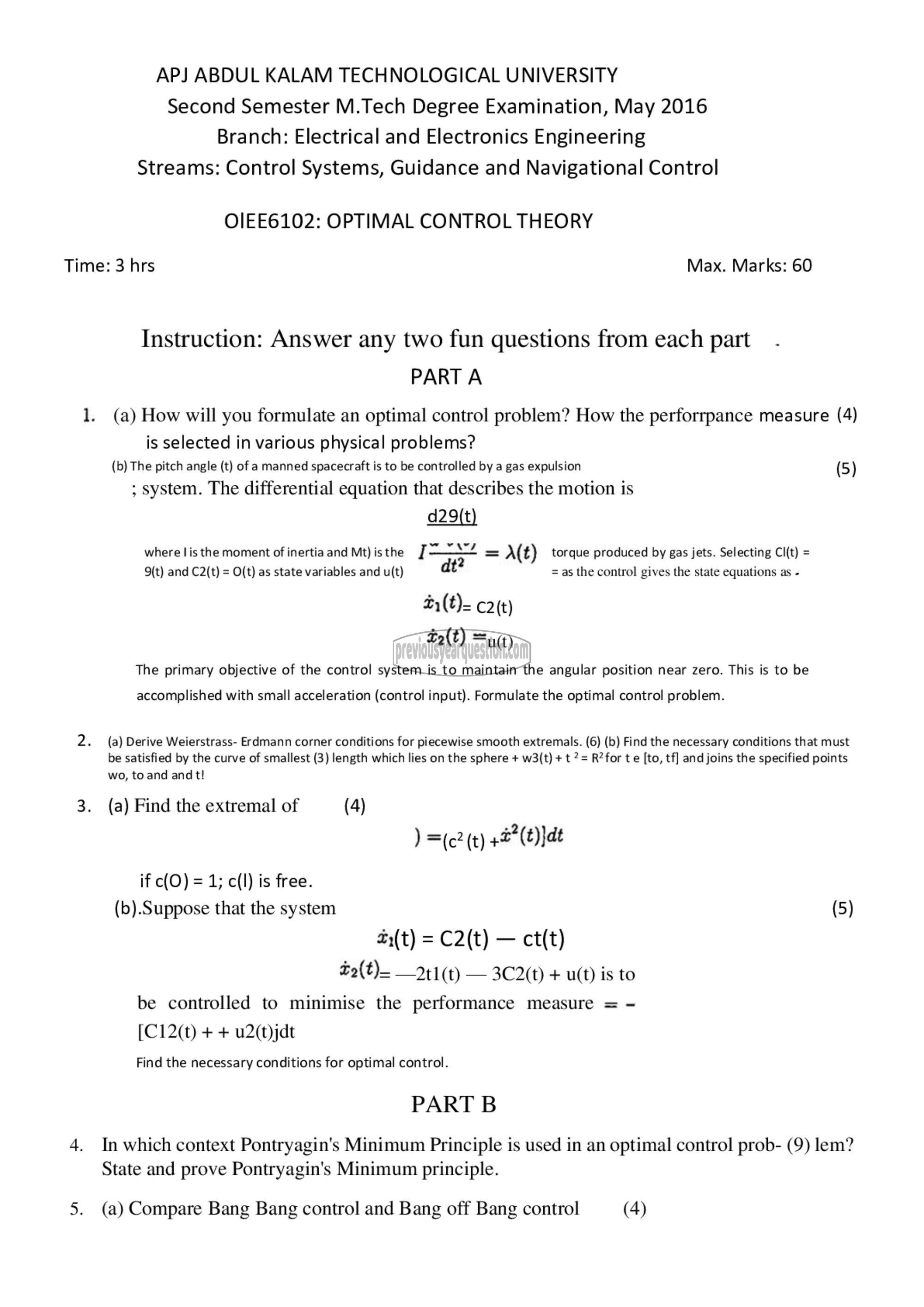 Question Paper - Optimal Control Theory-1