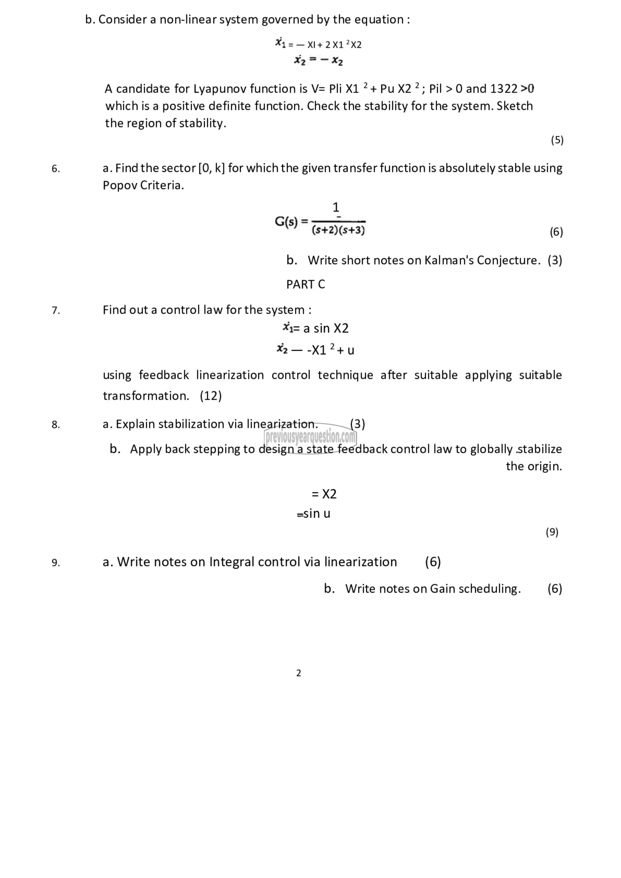 Question Paper - Nonlinear Control Systems-2