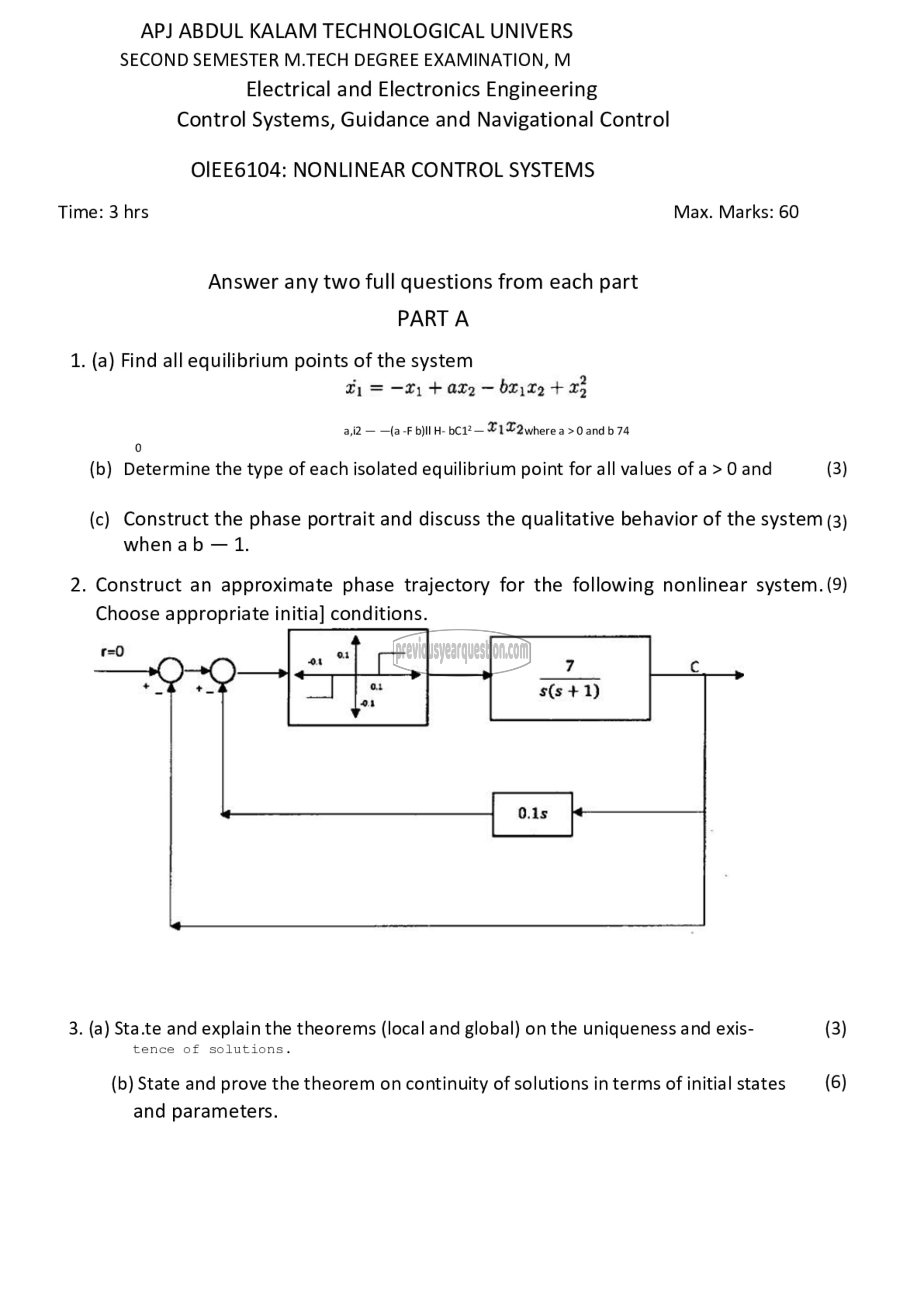 Question Paper - Nonlinear Control Systems-1