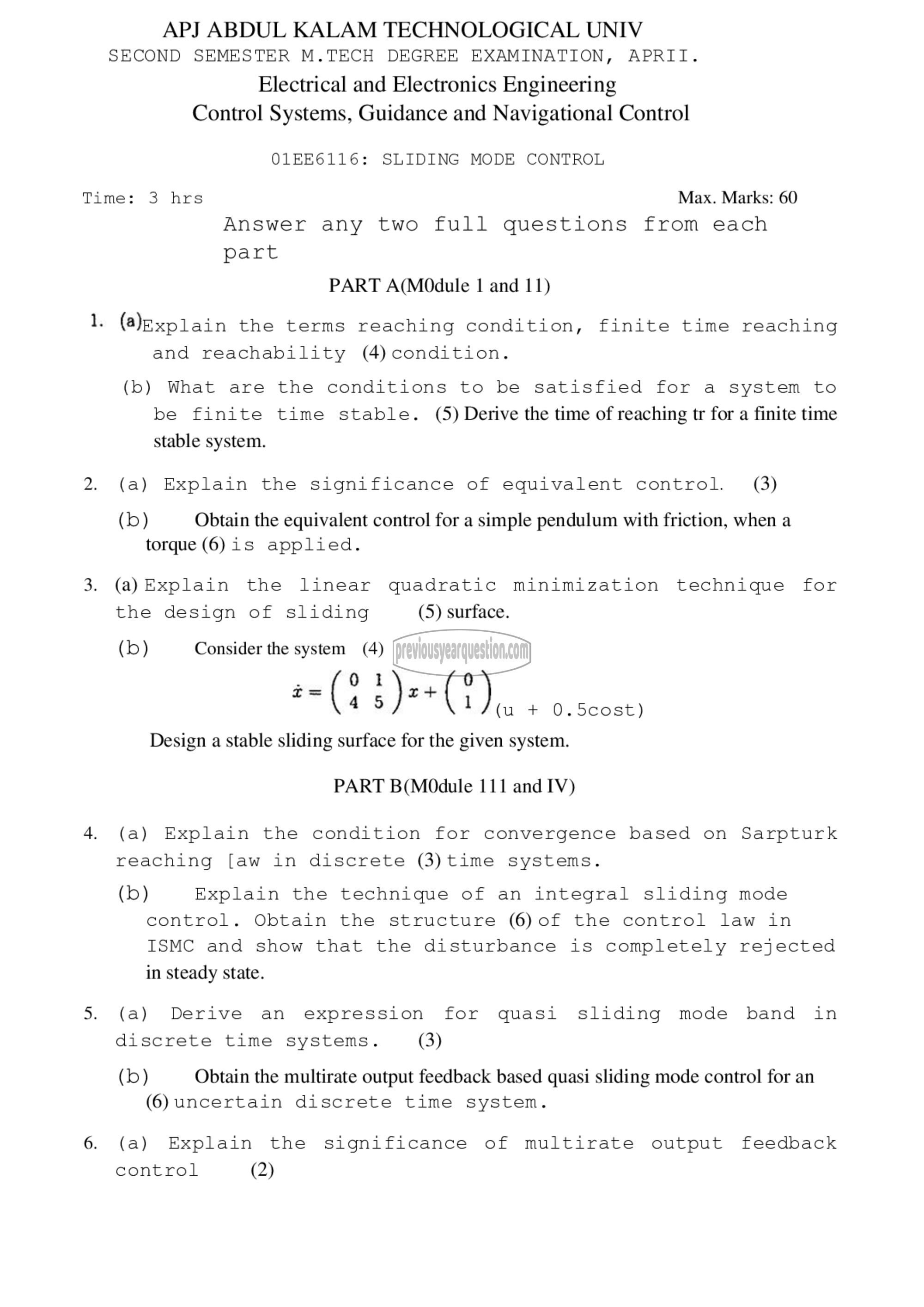 Question Paper - Sliding Mode Control-1