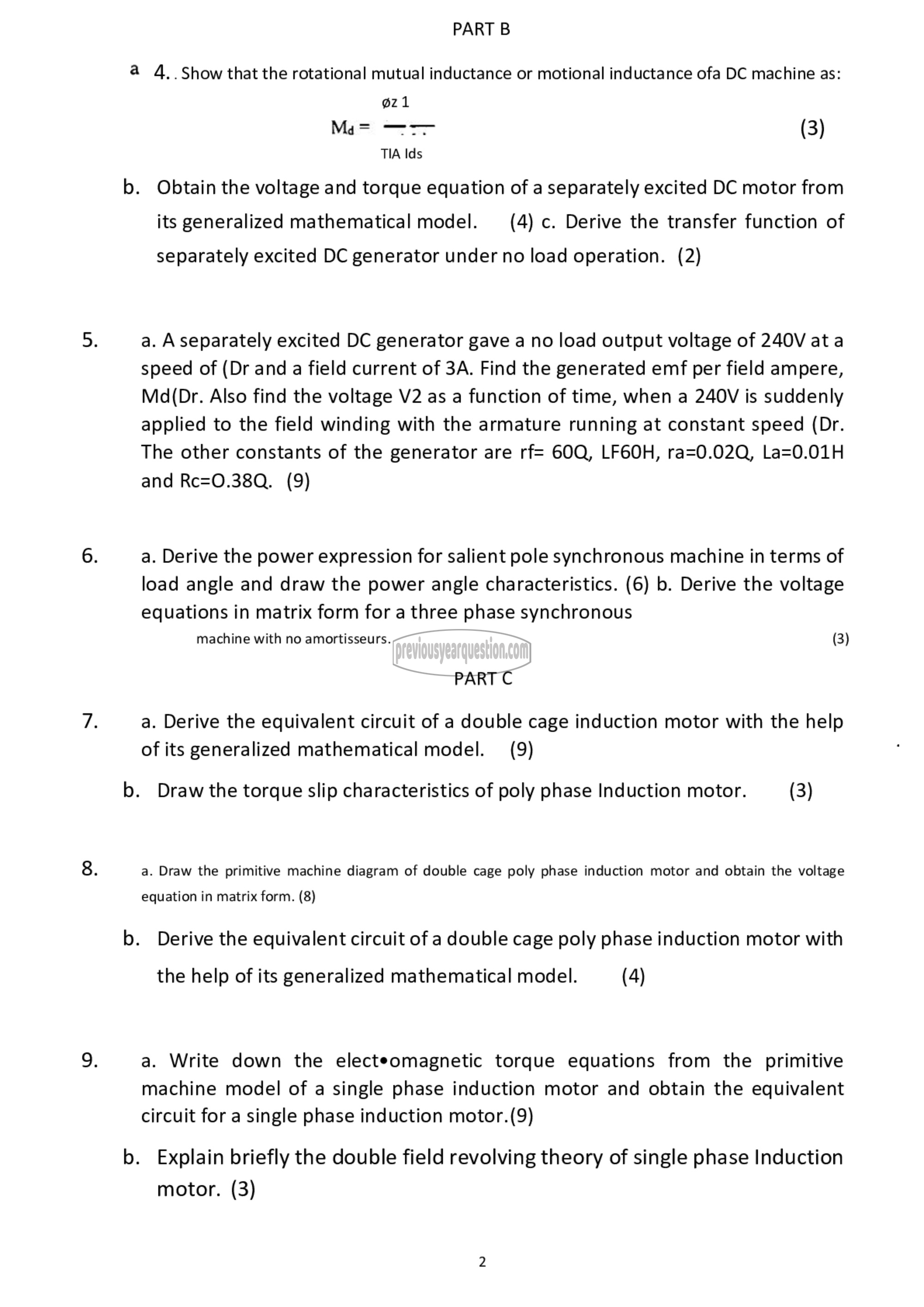 Question Paper - Modelling of Electrical Machines-2